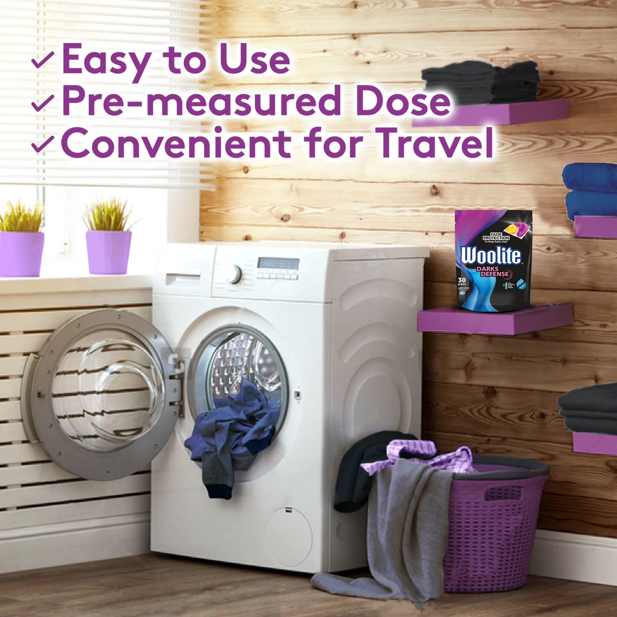 Woolite Woolite Darks Pacs, Laundry Detergent Pacs, 30 Count, for Standard and HE Washers, detergent for black clothes, black dark detergent