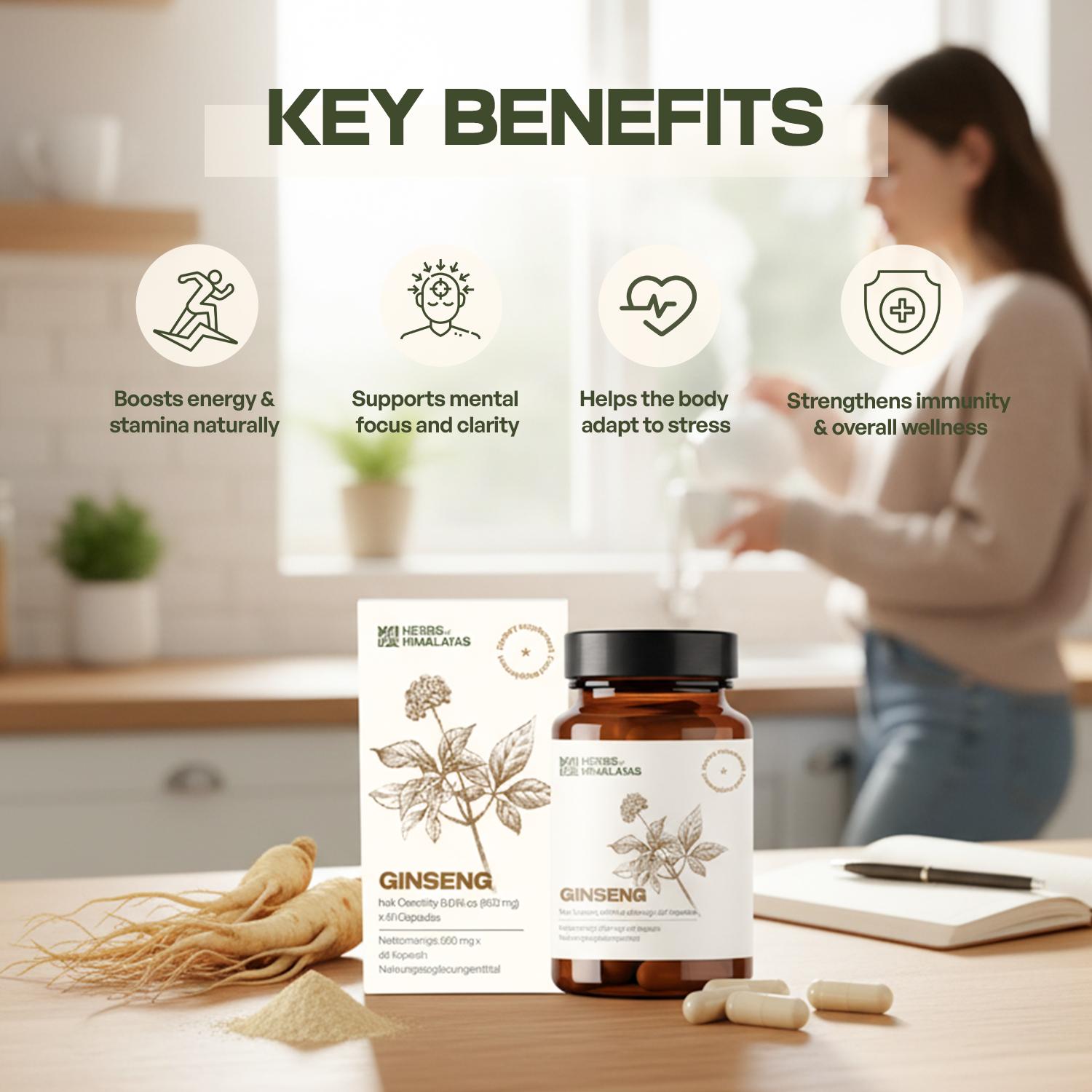 Herbs of Himalayas Herbs of Himalayas Ginseng Capsules – Pure Energy (60 Capsules)