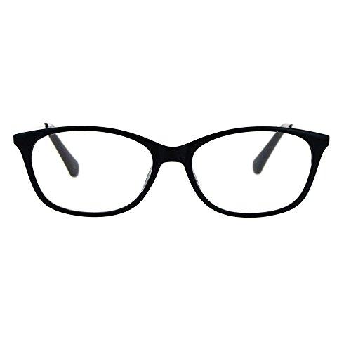 SA106 Womens Classic Mod Minimal Oval Rectangular Reading Glasses Black Silver +2.5