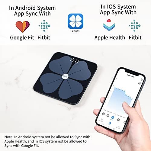 Vitafit Vitafit Smart Body Fat Weight Scale for Body Composition Monitors, Weighing Professional Since 2001, Digital Wireless Bathroom Scale for BMI Fat Water Muscle with App,400lb, Black