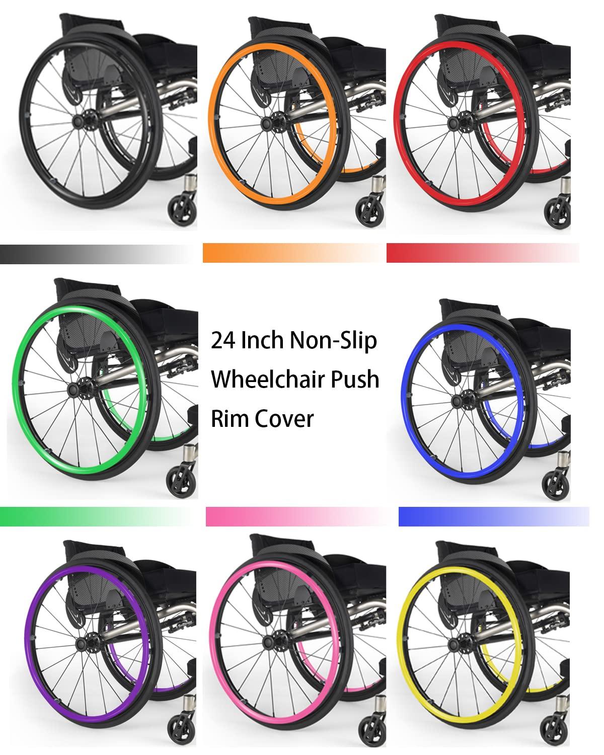 Broutery Broutery Wheelchair Push Rim Covers, 24inch Non-Slip Grips, 1 Pair Silicone Hand Cover, Rear Wheel Grips Accessories, Pink