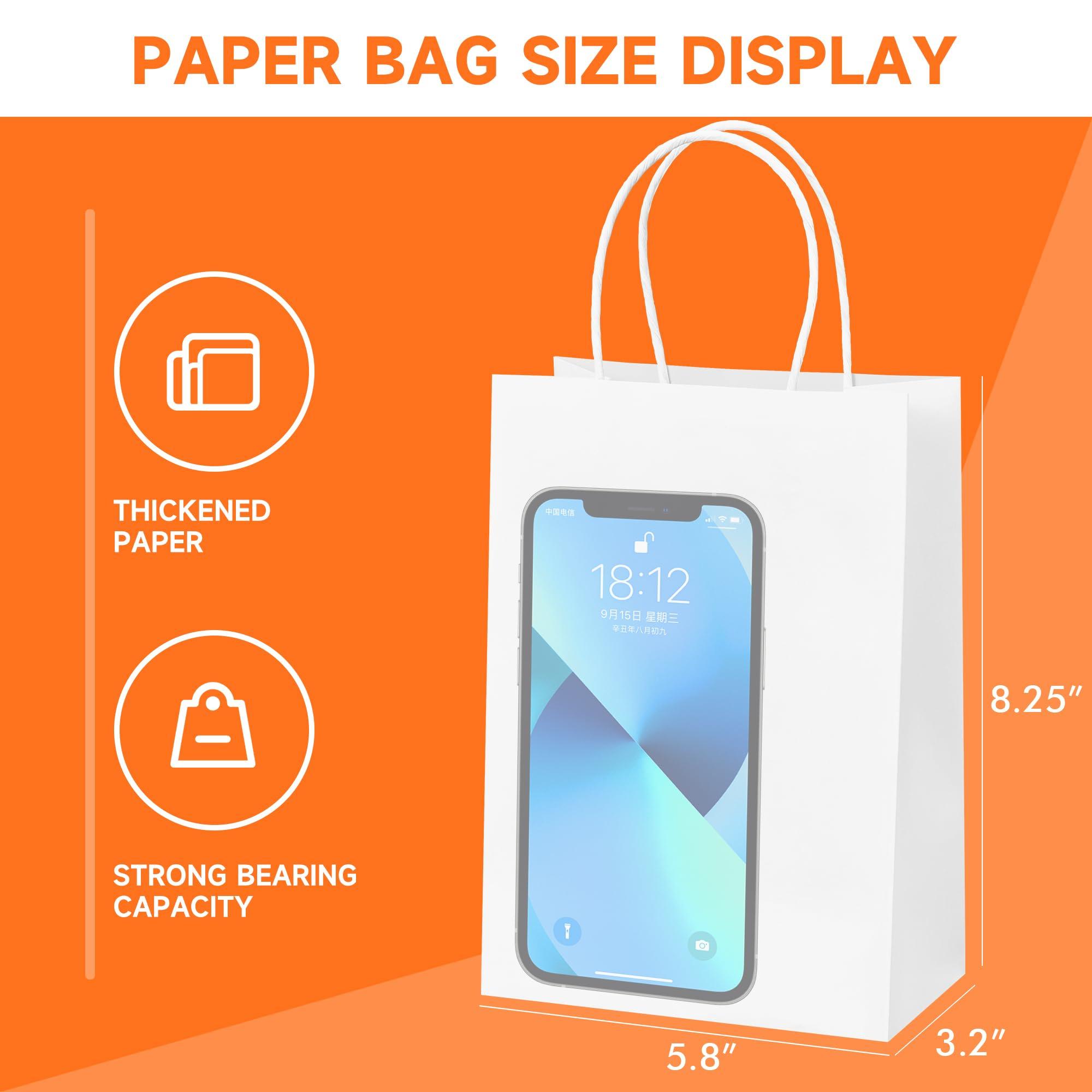 METAPRINT METAPRINT 50 PCS Custom Printed Kraft Paper Bags for Small Business, 8x4.5x10.8 Inch Medium Size, Personalized Retail Gift Bags with Logo, Brown Shopping Paper bag with Handle, Goodie Bags