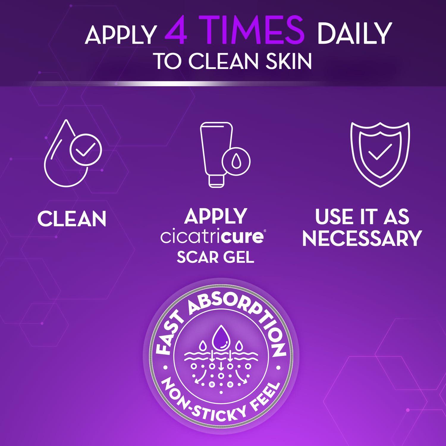 Cicatricure Cicatricure Face & Body Advanced Scar Gel, Scar Treatment for Old & New Scars, Fades Stretch Marks Away, Surgical Scars, Injuries, Burns and Acne Scar Treatment, For Adults & Kids, 1 oz (28g), 3-Pack