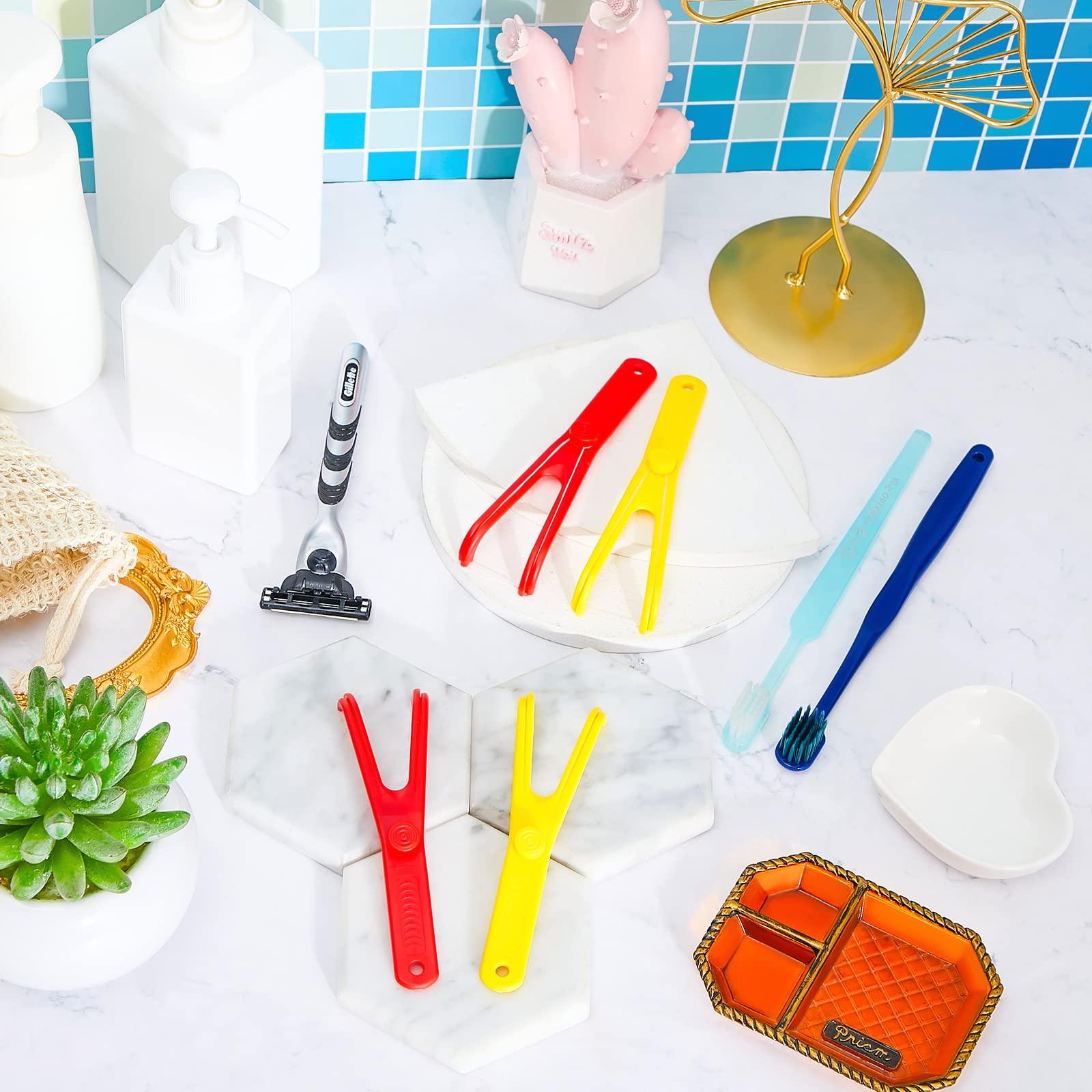 CHENGU Chengu 10 Pieces Dental Floss Holder Reusable Flosser Reusable Floss Handle Holder Flossmate Handle for Oral Clearing(Red, Yellow)