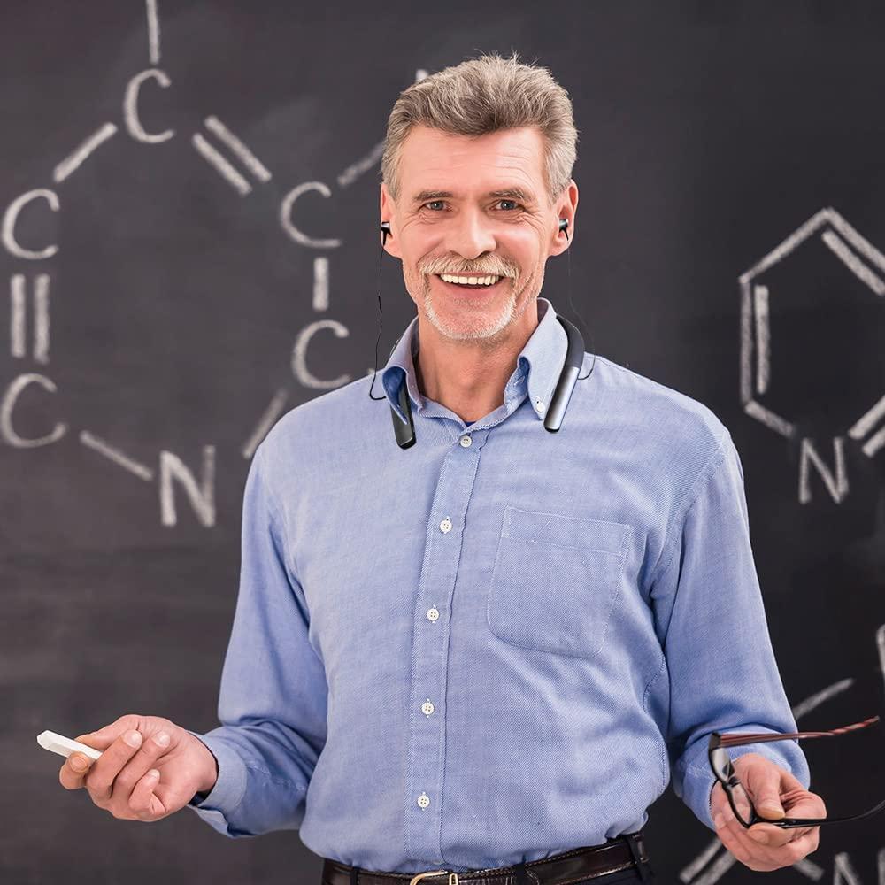 Neosonic Neosonic [Upgraded] Rechargeable Hearing Aid Amplifier for Conversation and Watching TV, Wireless Neckband Headphones for Seniors & Elderly People with Remote Microphone Noise Cancelling NW20