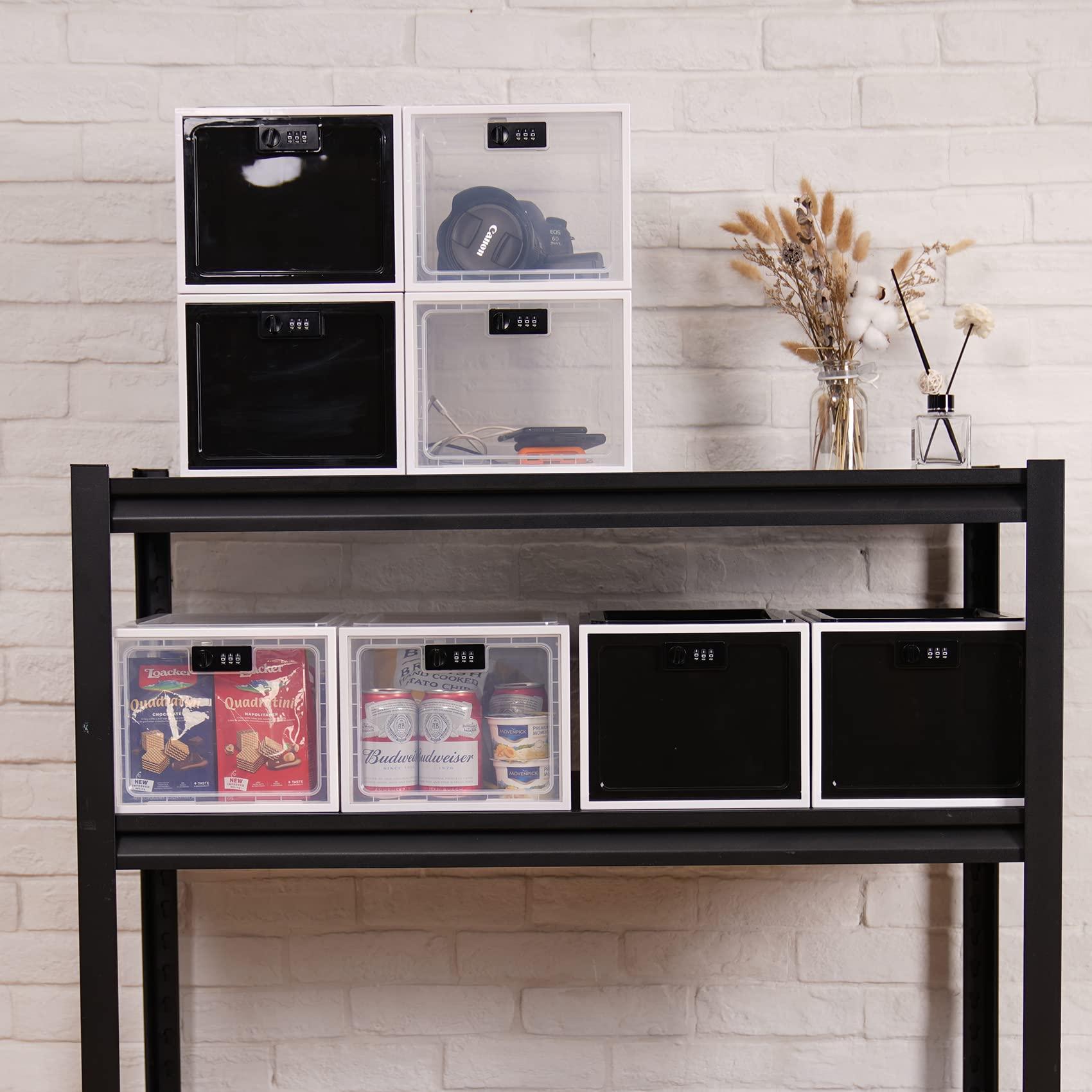 Gemaxvoled Gemaxvoled 2 Pack Medicine Lock Box, Large Capacity Premium Material Lockable Storage Bin Organizer Box with Combination Code for Safe Medication/Fridge Food/Snacks/Phone/Tablet Jail(Black)