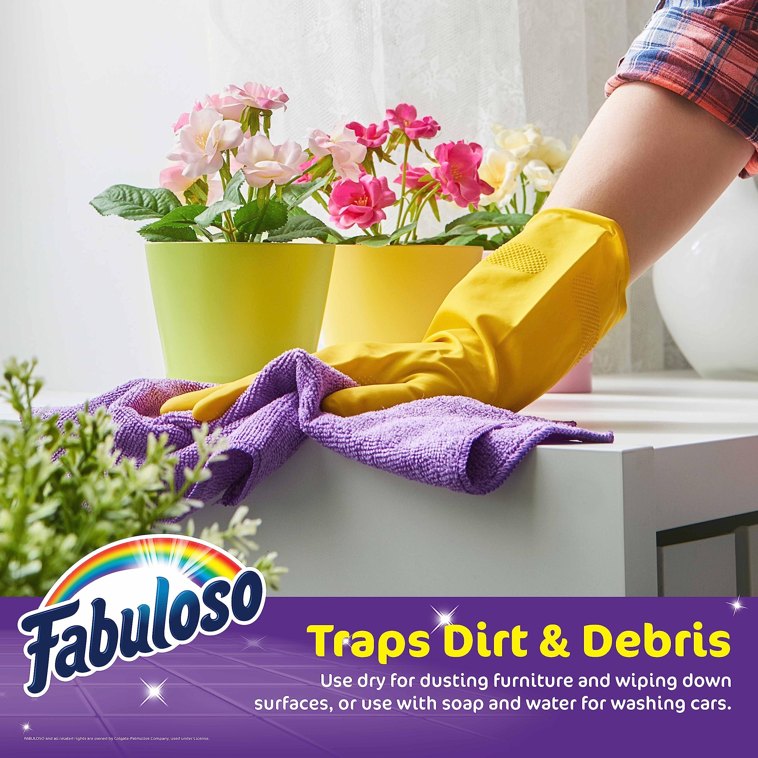 Fabuloso Fabuloso Microfiber Cleaning Cloths - Rainbow Colors - Lint-Free Microfiber Cloths for House, Kitchen, and Car - Reusable, Washable, Absorbent Towels for Glass, Windows & Wood Furniture - 1 Pack, 8 Ct