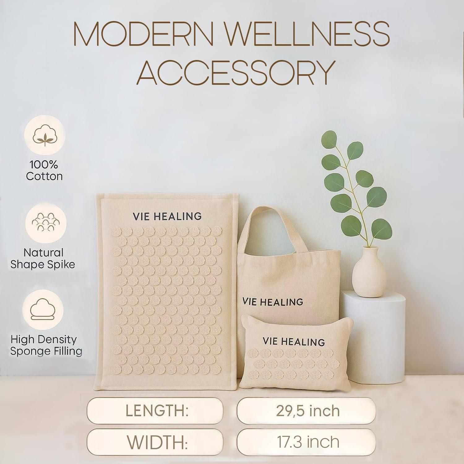 Vie Healing Vie Healing Acupressure Mat for Muscle Relaxation - Acupressure Mat for Back and Neck Pain Relief - Acupressure Mat Full Body - Stress Reduction Acupressure Mats - Extra-Long Yoga Acupressure Mat Set