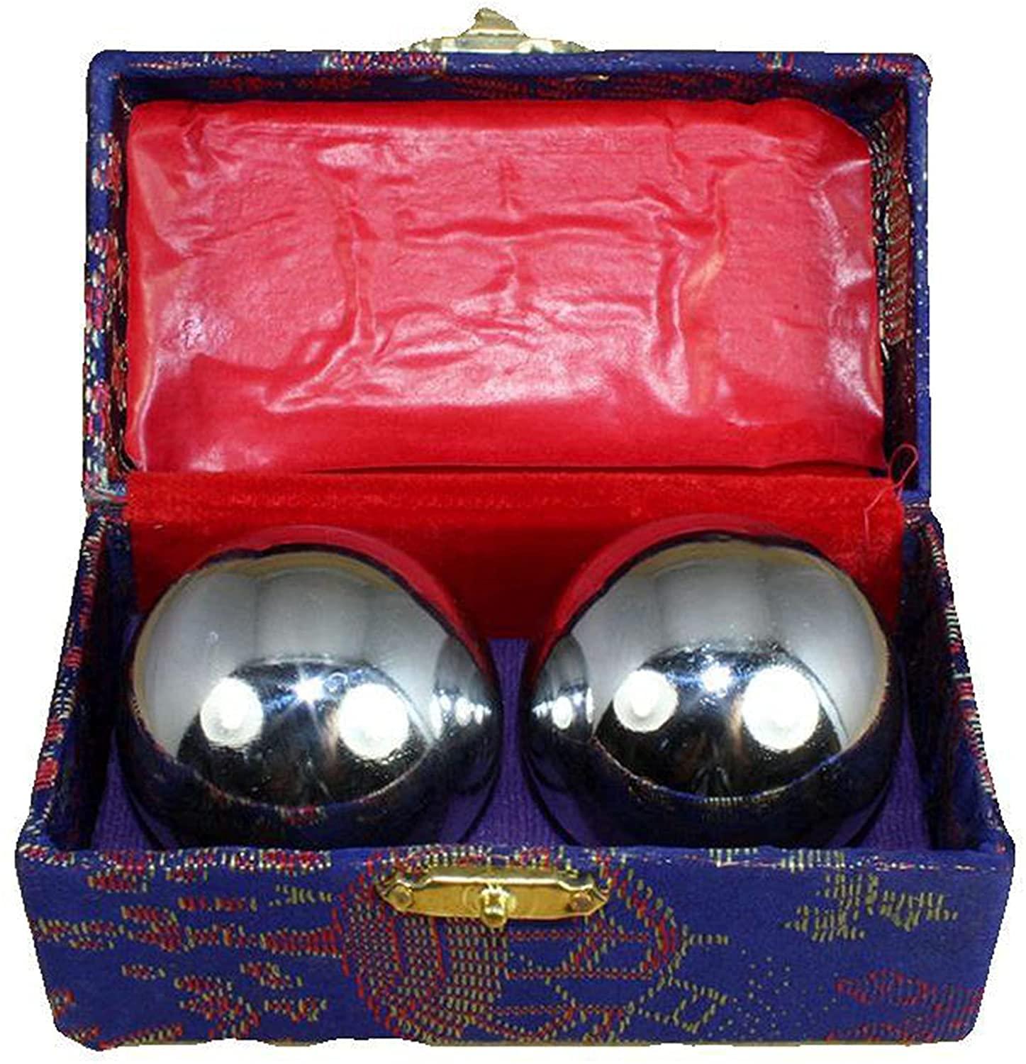 ZHANGZONG Baoding Balls Chinese Health Balls Stress balls for adults ZHANGZONG 1.7Inches Exercise Stress Balls, Chrome-Plated Silver Imitation Solid Hand Massage Hand Balls, for Stress Relief Hand Exercise Ball