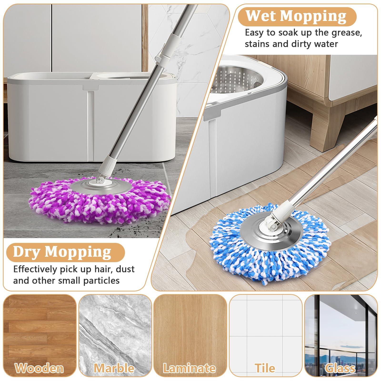 NICEMOVIC NICEMOVIC 5 Pack Spin Mop Replacement Head for 360 Spin Mop System, Round Shape Standard Universal Size Mop Head, Microfiber Spin Mop Refills Easy Cleaning and Machine Washable