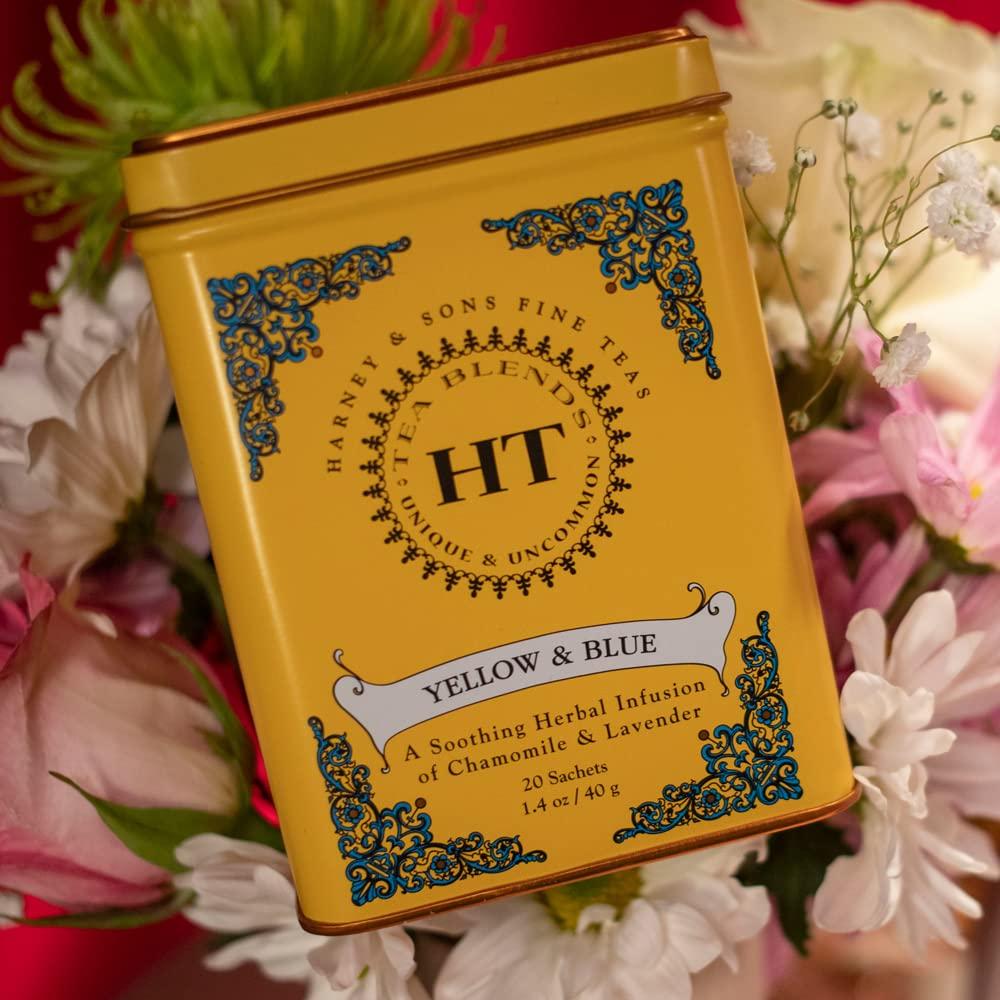Harney & Sons Harney & Sons Master Yellow & Blue Tea Tin - Herbal Blend of Chamomile, Lavender, and Cornflowers - 1.4 Oz, 20 Count (Pack of 2)