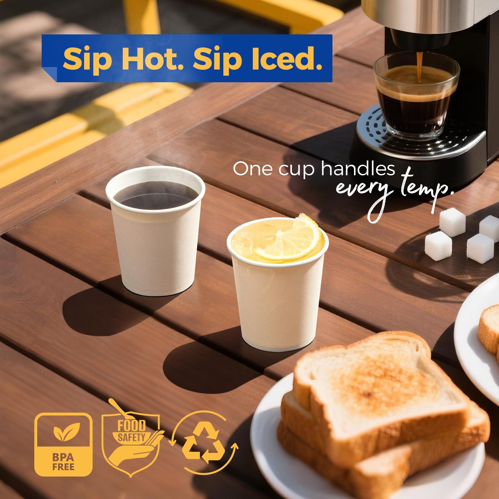 Fit Meal Prep Fit Meal Prep 100 Pack 6 oz Disposable Paper Coffee Cups, Premium White Hot Cups for Hot/Cold Beverage, Durable Thickened Paper Cup Bulk for Party, Daily Use, Office, Home, Bistros