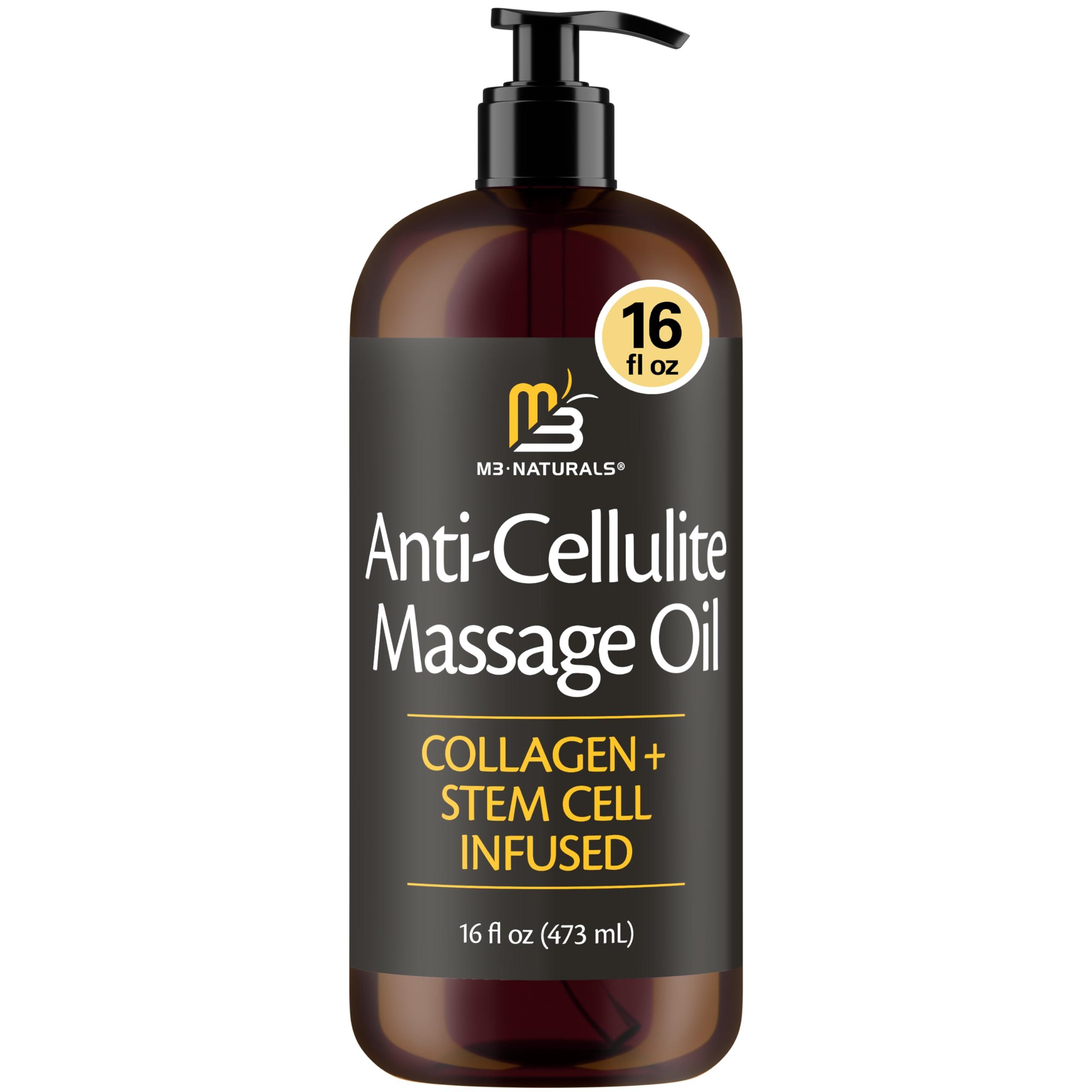 M3 Naturals Anti-Cellulite Massage Oil, 2 Pack, Collagen and Stem Cell Skin Tightening Therapy for Women, 8 Fl Oz Each by M3 Naturals