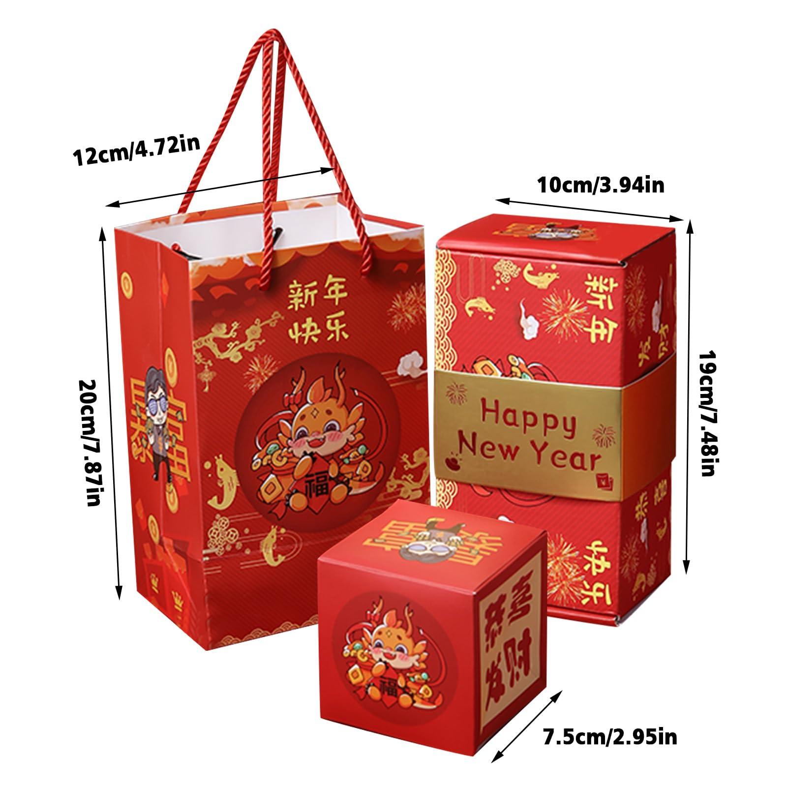 ROTORS Chinese New Year Surprise Gift Box 2024, Folding Bouncing Surprise Gift Box Chinese New Year Decor 2024 Pop-Up Explosion Box, Surprise Money Box for Chinese New Year\'s Eve Christmas Gift (10 Pack, A)