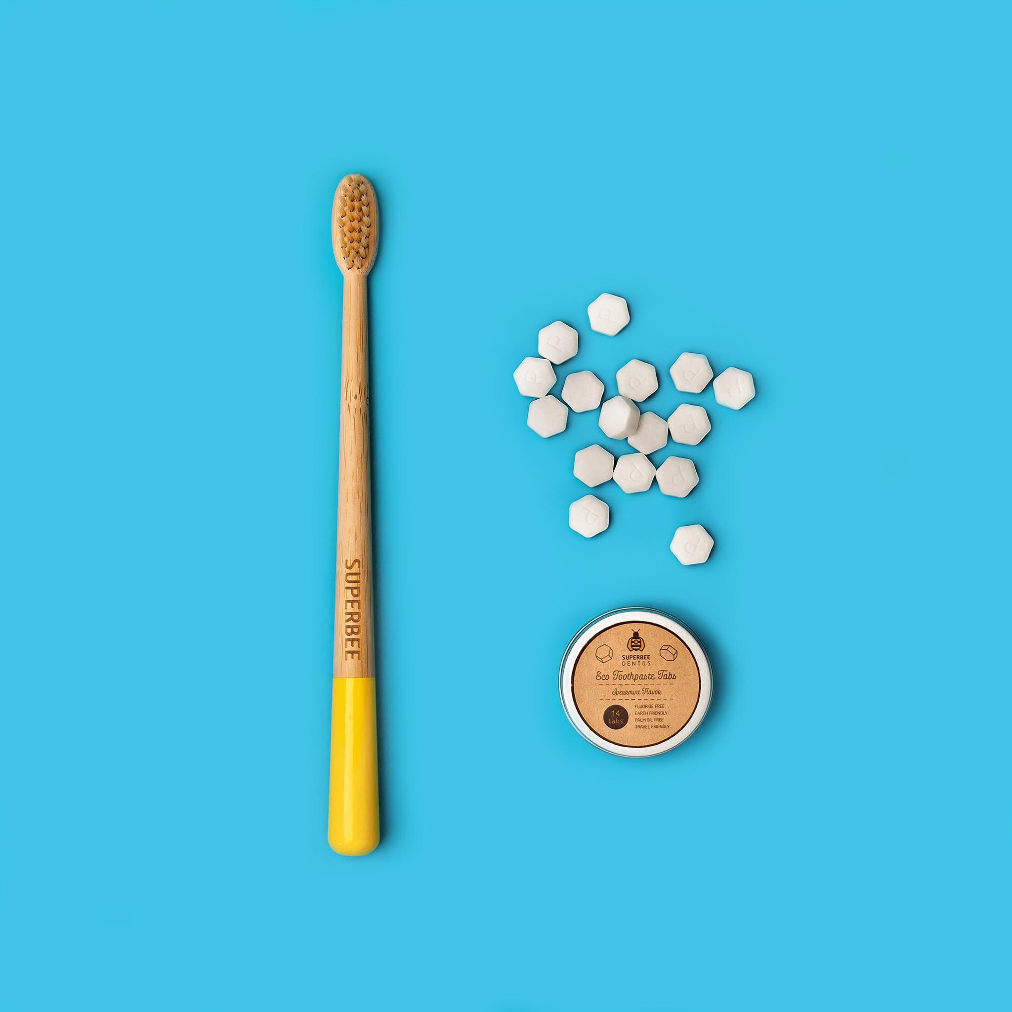 SuperBee Wax Wraps SuperBee Dentos Toothpaste Tablets, 14 Toothpaste Tabs, Fluoride Free & Eco Friendly, Travel Mouthwash Tablets, Sensitive Toothpaste Bites Kids Adults, Chewable Toothpaste Tablet, Spearmint