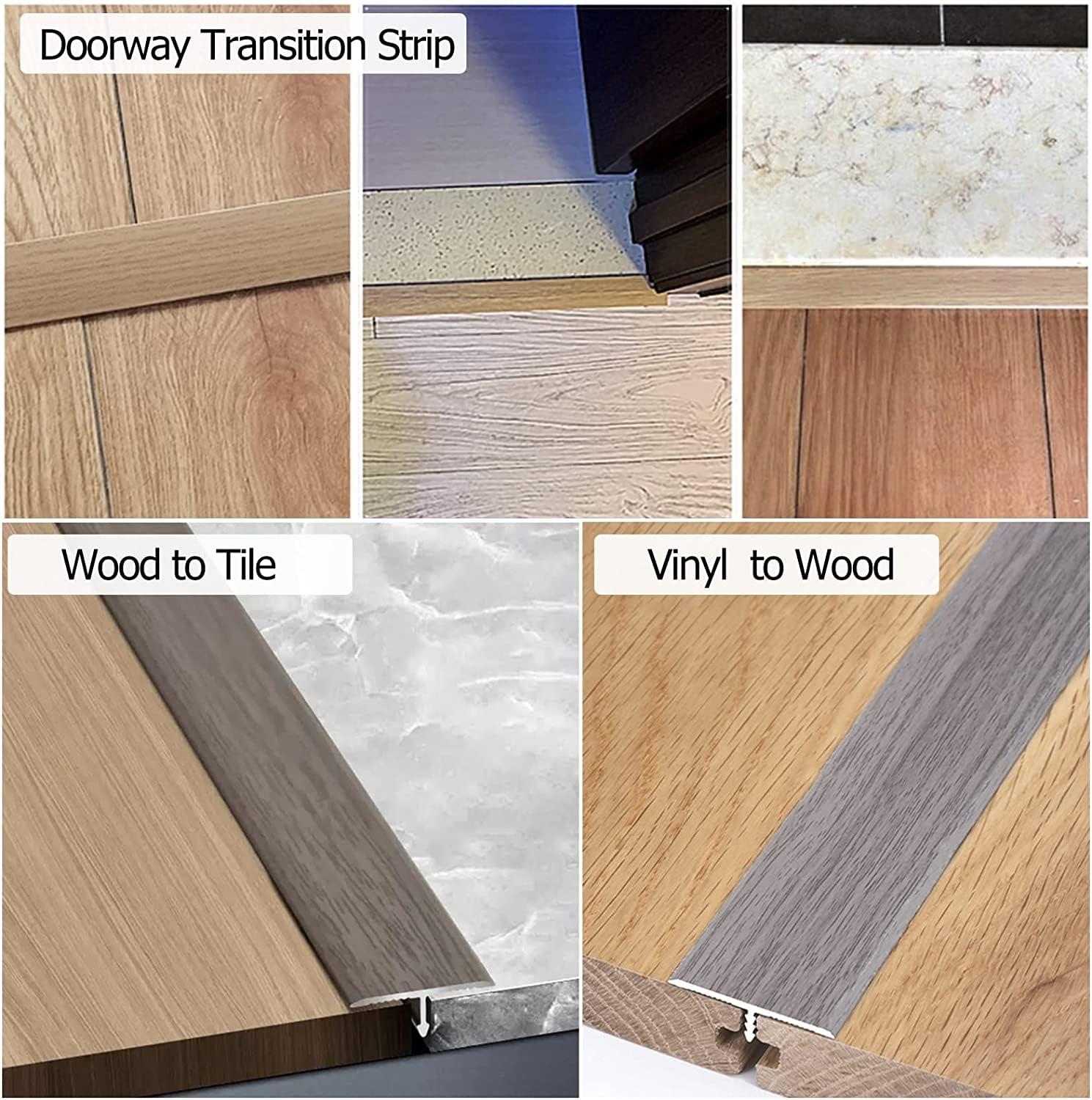 ENWIND Floor Transition Strip Walkers Entry Ramp, Laminate Floor Gap Cover 30in 40in 50in 60in, Wood Grain Finish Floor Transition Divider Strip for Door Thresholds, Wood to Vinyl and Wood to Tile (Color :