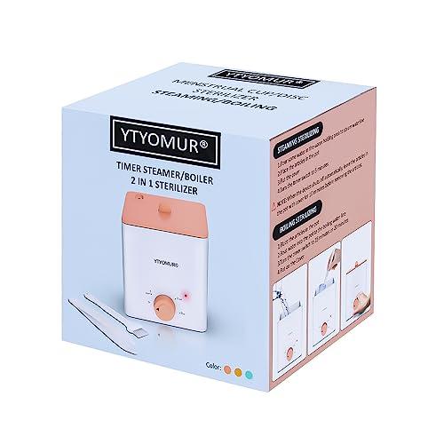 YTYOMUR Upgraded Menstrual Cups Sterilizer Menstrual Disc Steamer, 2 in 1 Boiling & Steaming Modes, One-Click Knob Timer Auto Off, with 1 Cleaning Brush & 1 Heat Resistant Clip(Green)