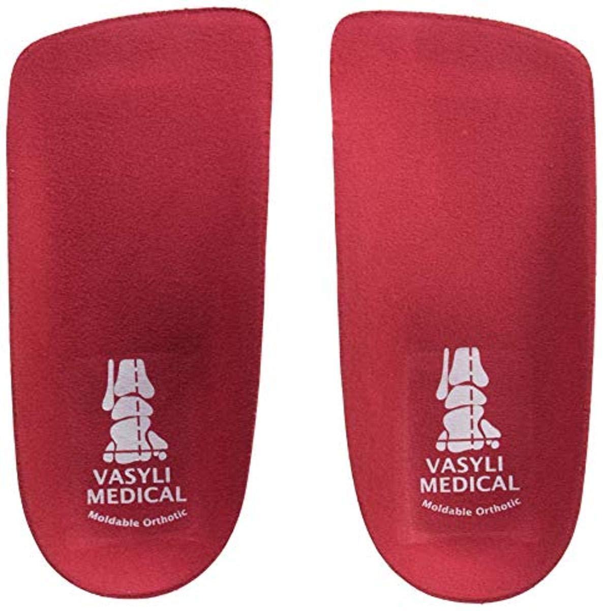 Vasyli Vasyli Custom 3/4 Length Insoles, Red, Large, Fast & Effective Pain Relief, Solid Biomechanical Control, Firm Density, High Performance Orthotic, Athletes, Overweight Patients, Heat Moldable