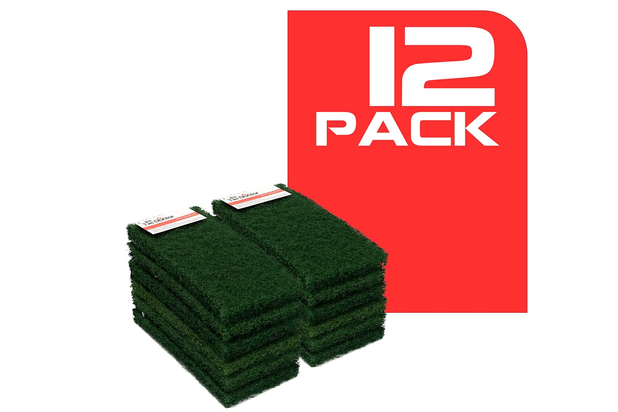 The Tile Doctor The Tile Doctor Multipurpose Scrub Pad - Ideal for Bathroom, Kitchen & Floor Cleaning - Non-Scratch Dish Sponge & Shower Scrubber - Commercial Grade - (Green - Heavy Duty, 12 Pack)