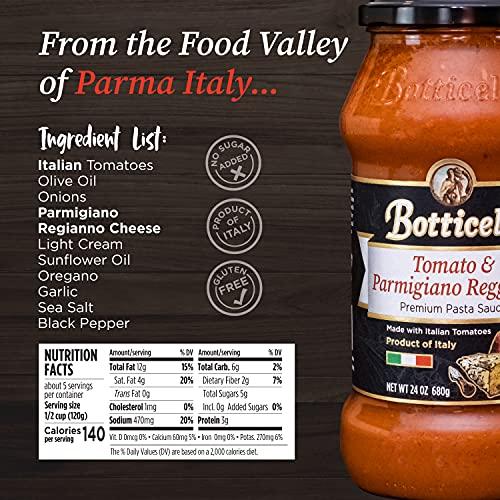 Botticelli Parmigiano Reggiano Premium Italian Pasta Sauce by Botticelli, 24oz Jars (Pack of 2) - Gluten-Free - No Added Sugar - Product of Italy