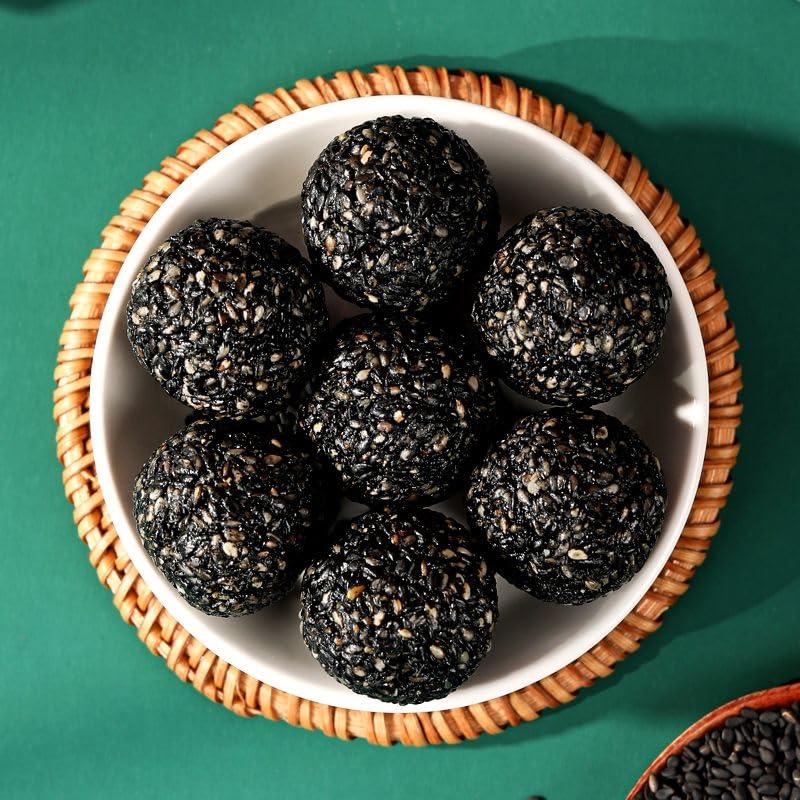 ZAOIAN Black Sesame Balls, Pure Honey Handmade Black Sesame Pills,Chinese snacksBlack Bean and Black Rice BallsNutritional and Healthy Sesame Honey PillsInstant Black Sesame Pillssesame biscuit (1 can)