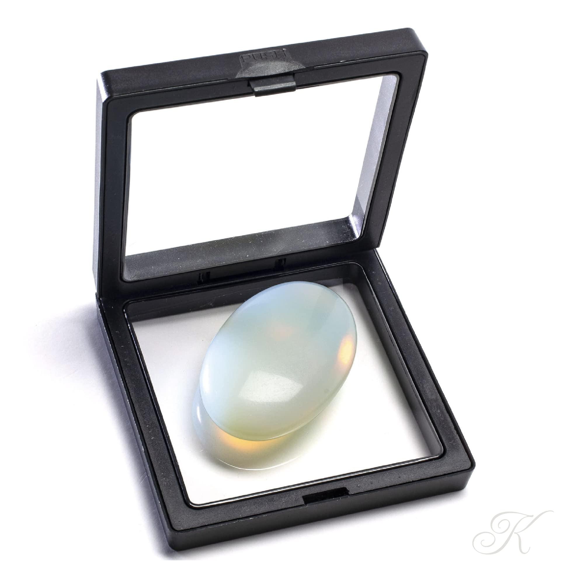 KALIFANO KALIFANO Opalite Palm Stone with Healing & Calming Effects - High Energy Moonstone with Information Card - Reiki Worry Crystal Used for Soothing Energy (Family Owned and Operated)