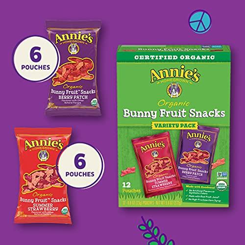 Annie's Homegrown Annie\'s Homegrown Organic Bunny Fruit Snacks, Variety Pack, 12 Pouches, 9.6 oz Box
