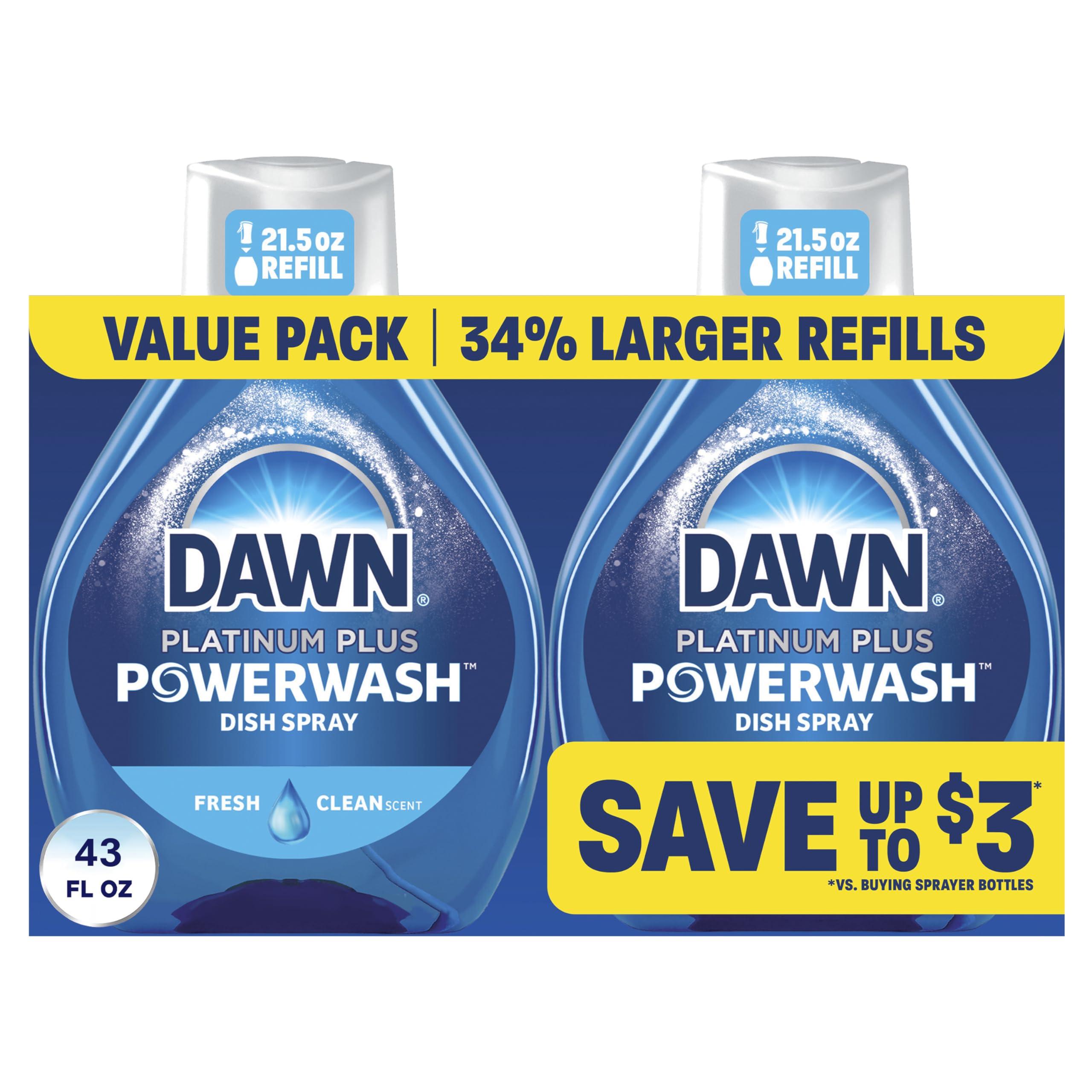Dawn Dawn Powerwash Fresh Dish Spray, Liquid Dish Soap, Dish Soap Refill, Dish Detergent Liquid, 2 Refills, 43 Fl Oz