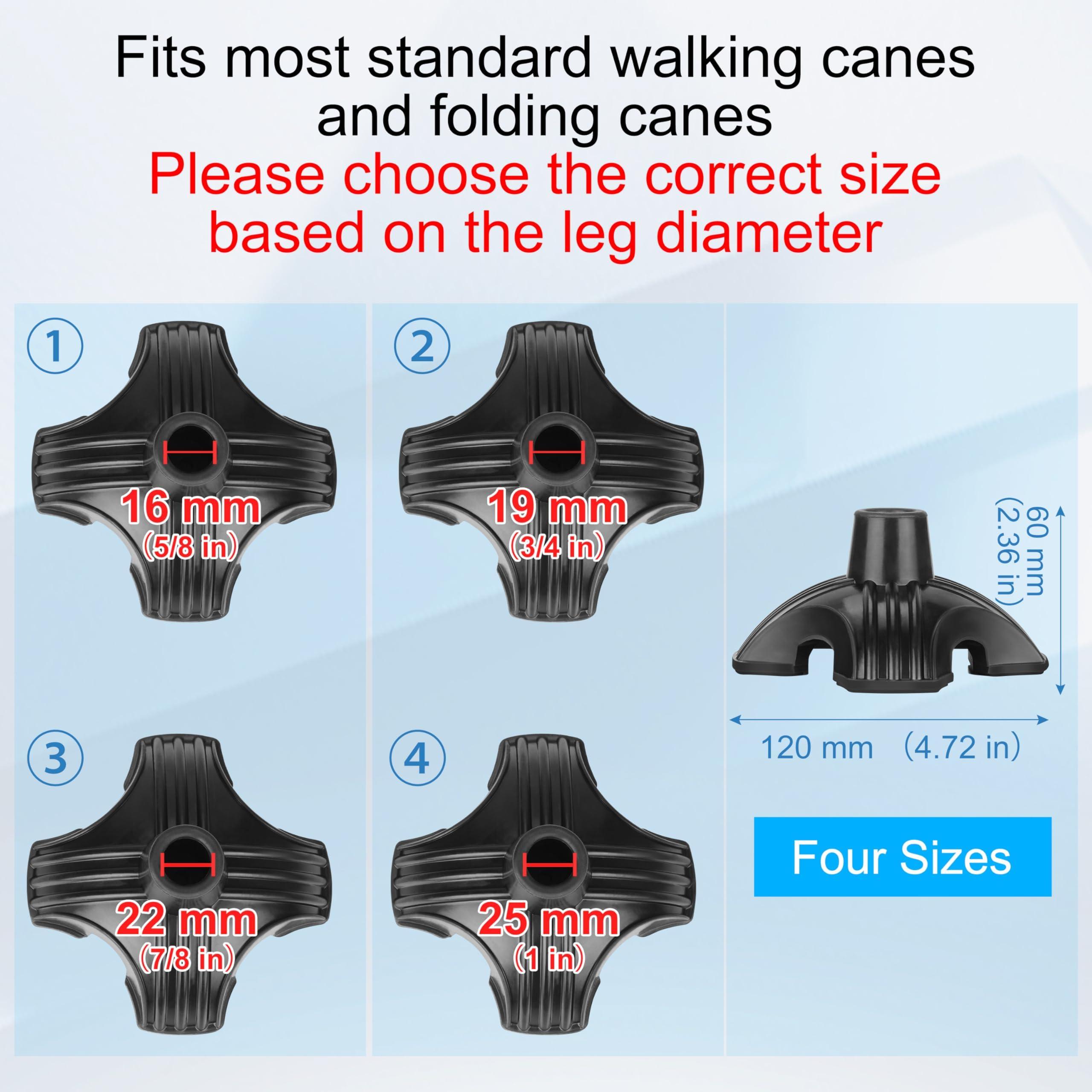 supregear supregear Cane Tip 5/8 inch Heavy Duty - Self Standing Non-Slip Rubber Quad Base for Walking Cane - Stable 4 Prong Replacement Foot for Folding Cane Walking Stick Offset Quad Pod or Tripod Canes