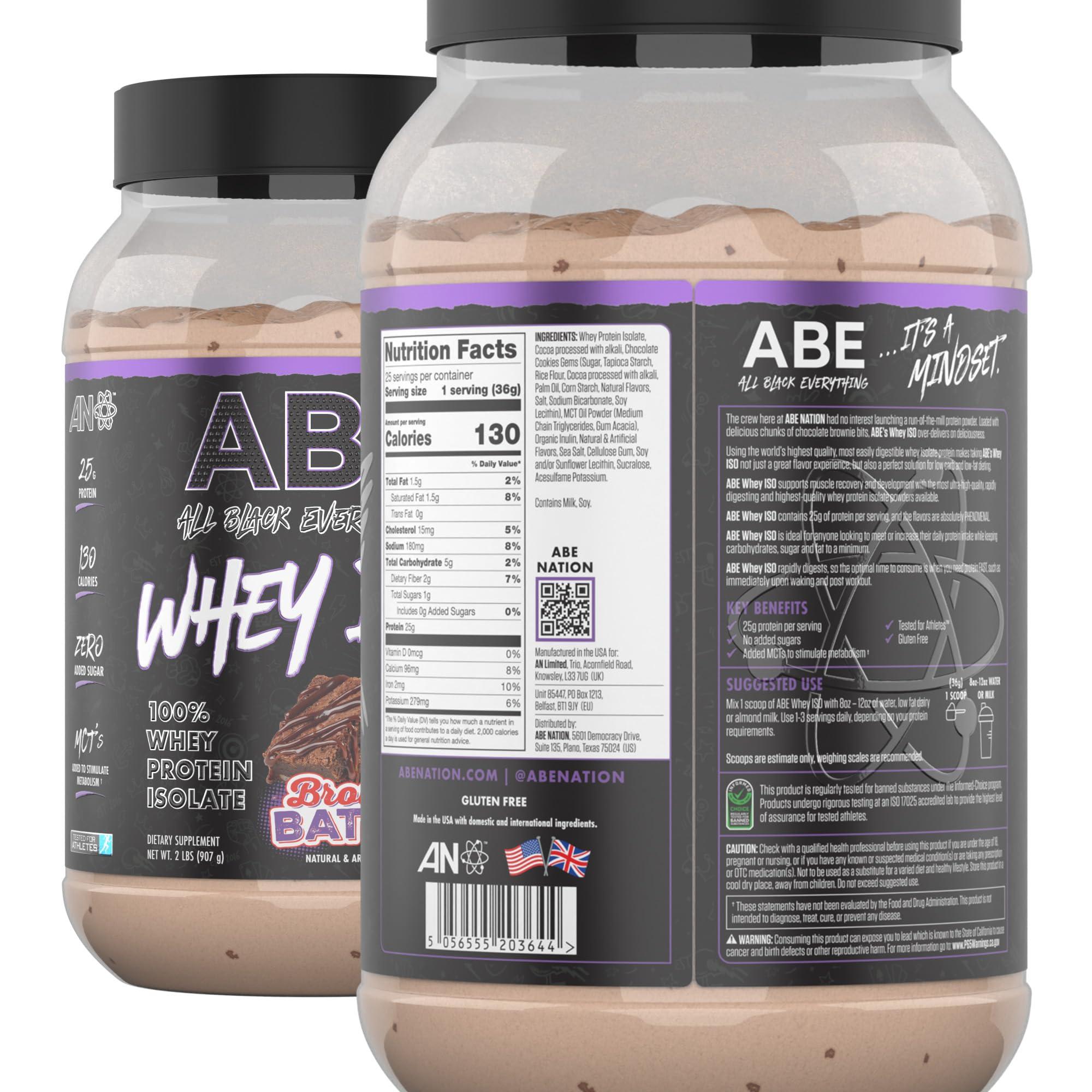 ABE all black everything All Black Everything 25g Whey Protein Powder | Brownie Batter | 20 Servings | Whey Protein Isolate | Low Carbs & Low Sugar | MCTs