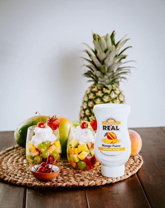 Reàl Infused Exotics Mango Reàl Infused Exotics, Mango Puree Infused Syrup, 16.9 FL OZ Squeezable Bottle (Pack of 3)