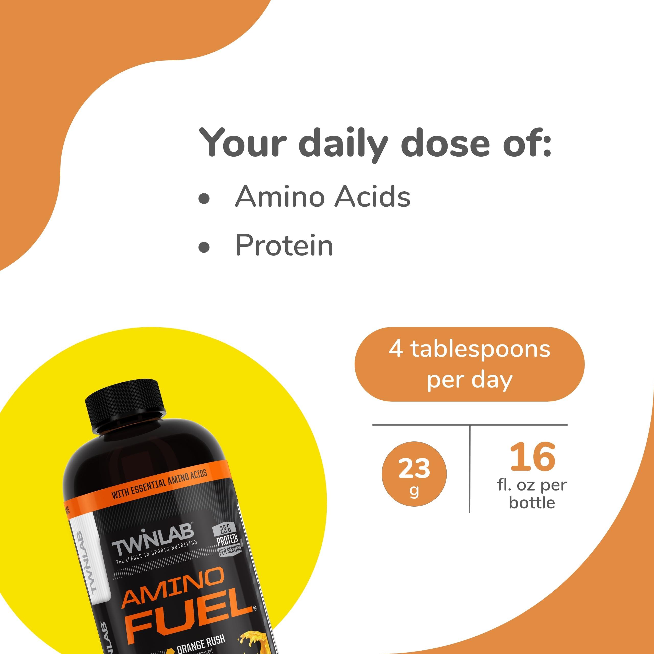 Twinlab Twinlab Amino Fuel - Pre-Workout and Post-Workout Energy Drink & Supplement -16 fl oz, Orange Rush