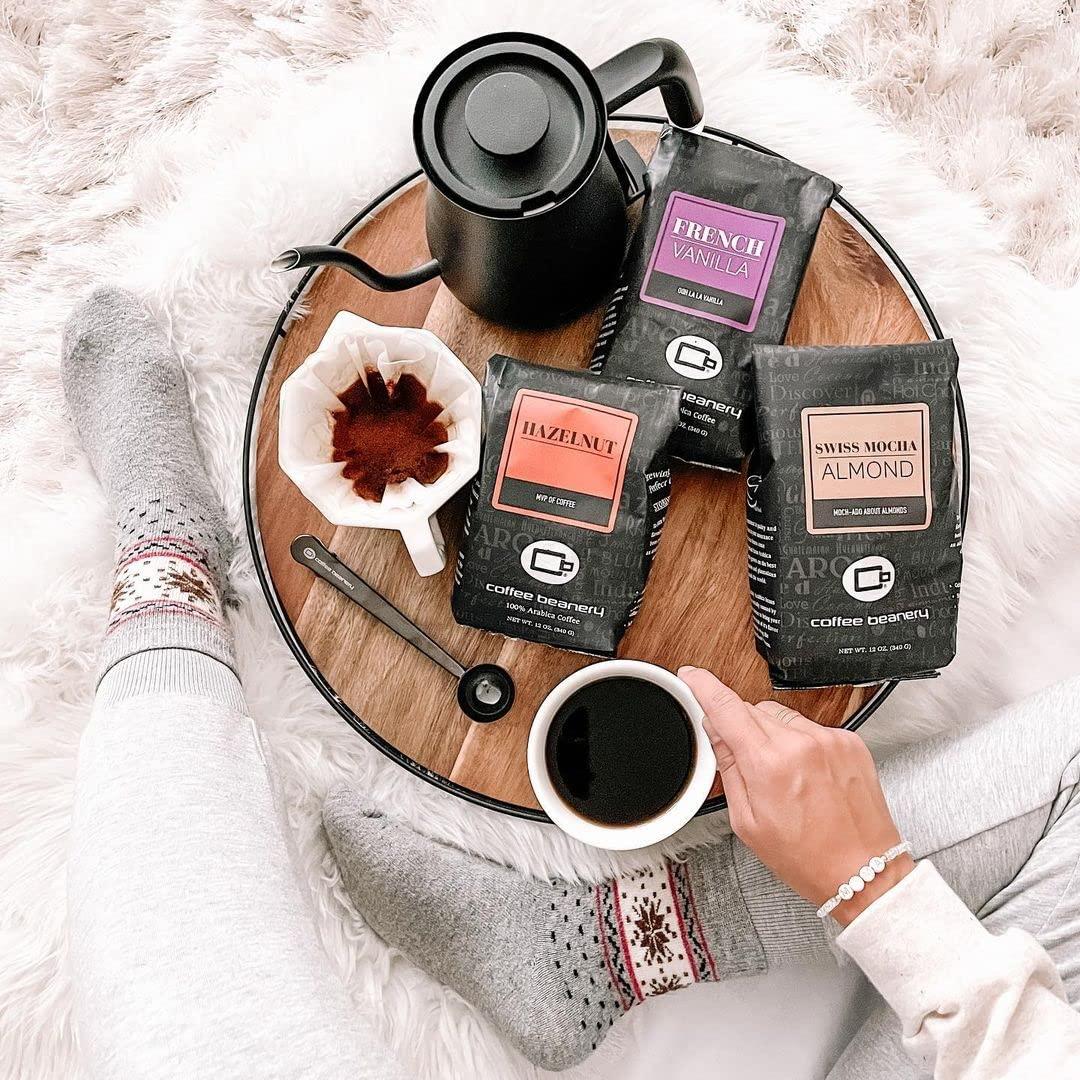 Coffee Beanery Coffee Beanery Hazelnut Flavored Coffee SWP Decaf, 1-1.75oz Try Me Size Coffee Sampler, Light-Medium Roast