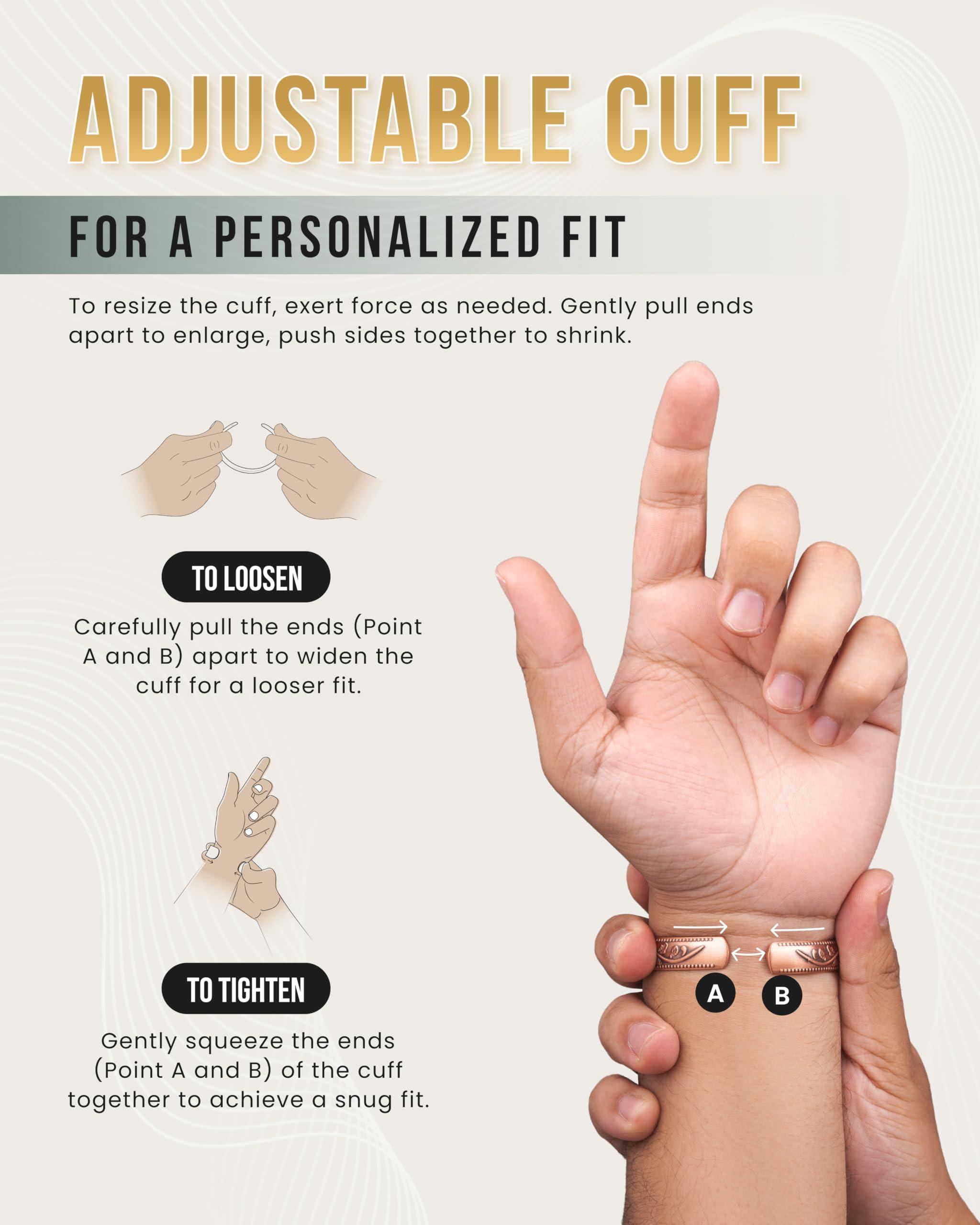 MagnetRX MagnetRX Women\'s Copper Bracelet Effective 99.9% Pure Copper Magnetic Bracelets for Women Adjustable Womens Copper Cuff Bracelet Bangle (Floral Style)