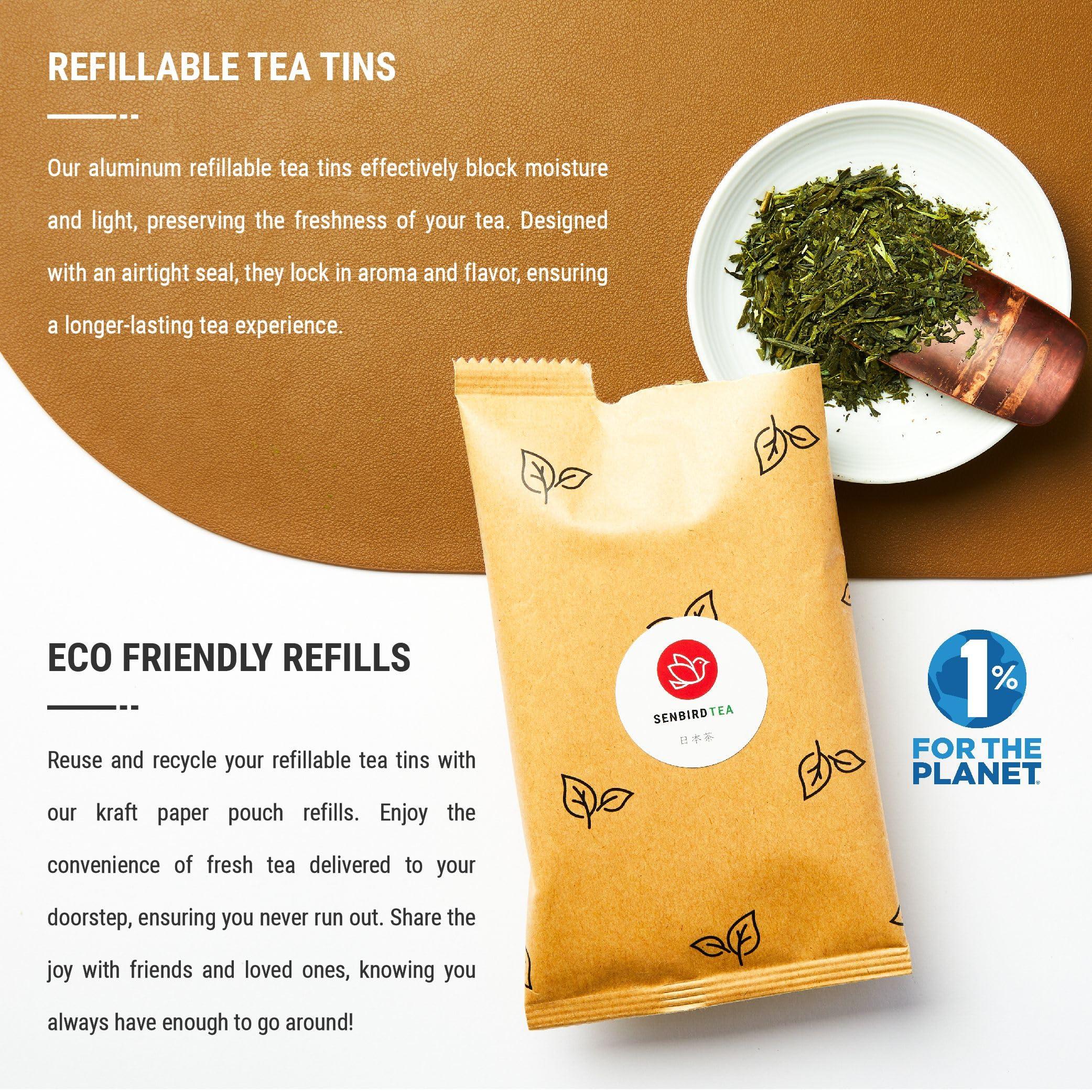 Senbird Senbird Organic Sencha With Matcha - Japanese Green Tea With Matcha - From Kyoto, Japan - Loose Leaf Tea In Airtight Tea Tin (3.5oz/100g)