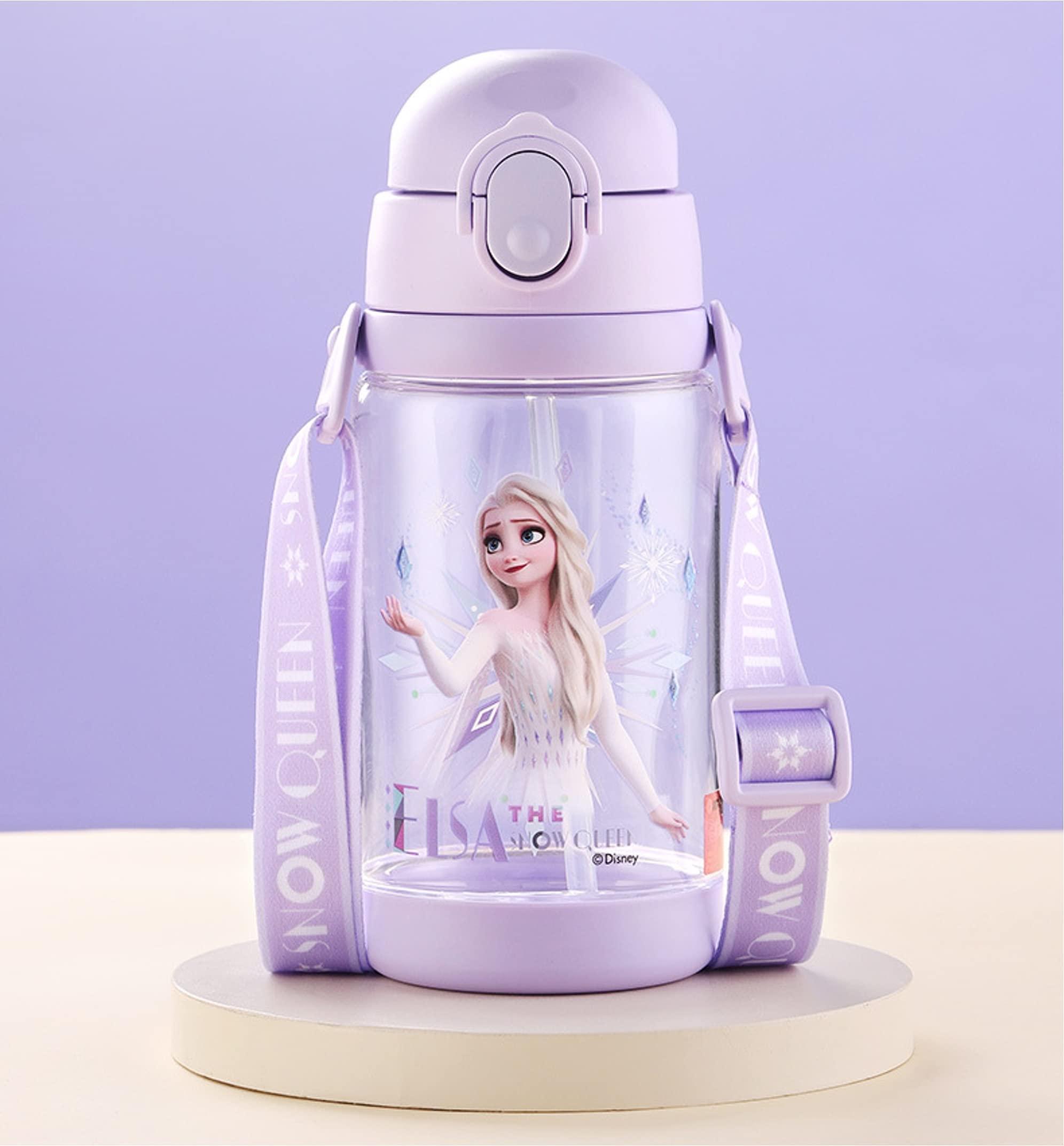 Everyday Delights Everyday Delights Frozen Elsa Water Bottle Double Covers with Straw and Strap 520ml - Purple