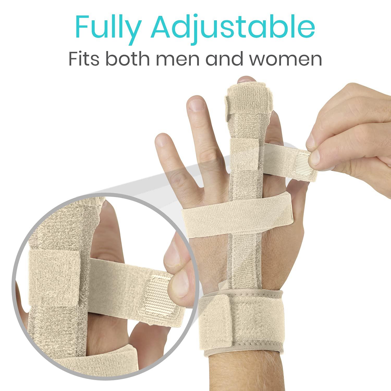 Vive Vive Trigger Finger Splint - Full Hand and Wrist Brace Support - Adjustable Locking Straightener - Straightening Immobilizer Treatment For Sprains, Mallet Injury, Arthritis, Tendonitis (Beige)