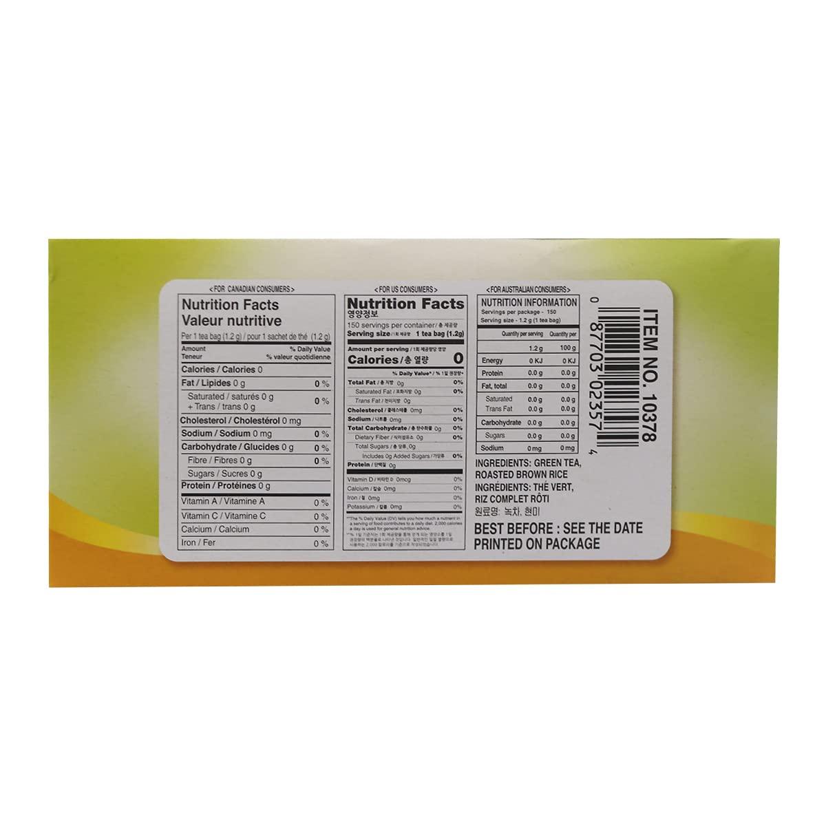 Surasang Surasang Green Tea with Roasted Brown Rice Tea, Toasty and Fragrant, Korean Herb Tea, 150 Teabags