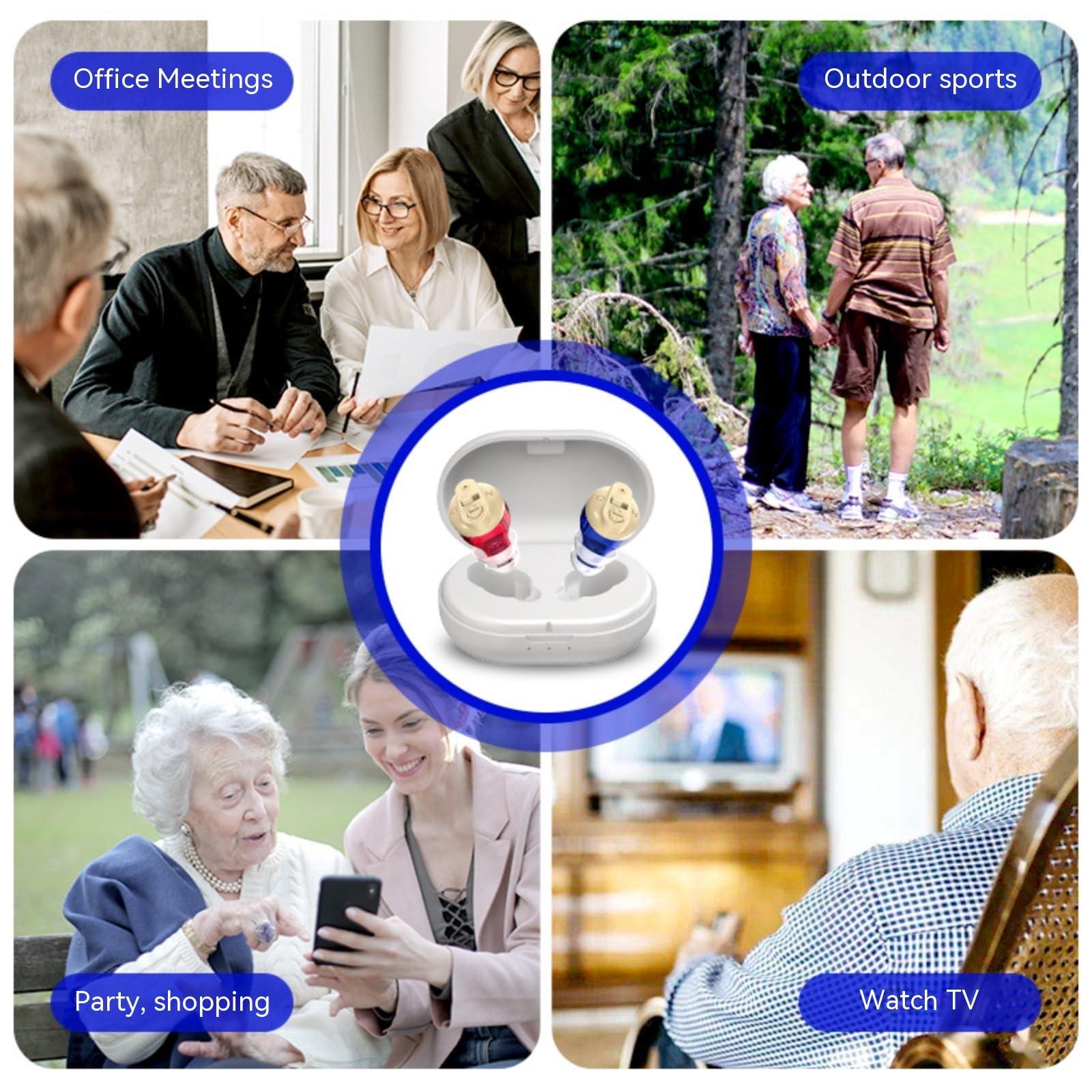 Generic Generic Rechargeable Hearing Aids for Seniors Mini Hearing Amplifiers with Noise Cancelling and Simple Touch Volume Control, Includes Charging Case - Perfect for Severe Hearing Loss