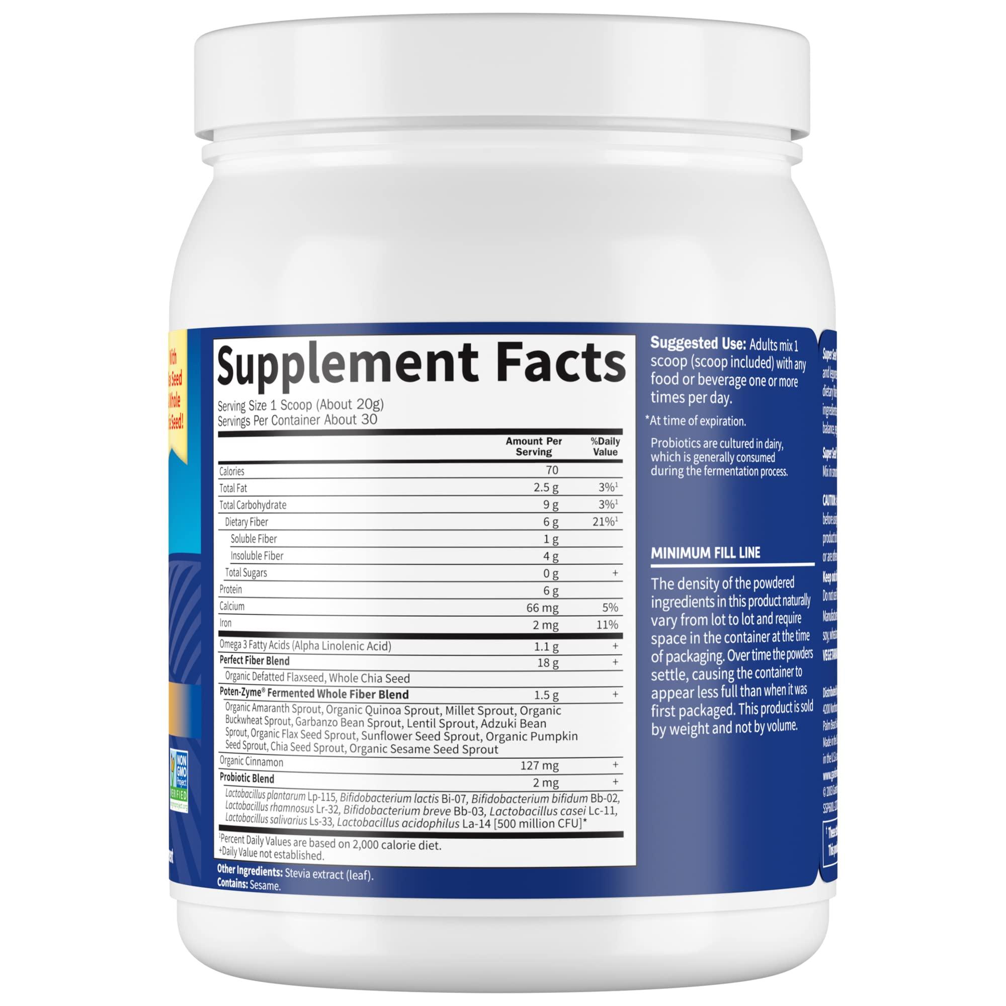 Garden of Life Garden of Life Super Seed - Vegetarian Whole Food Fiber Supplement with Protein and Omega 3, 1 Lb 5oz (600g) Powder