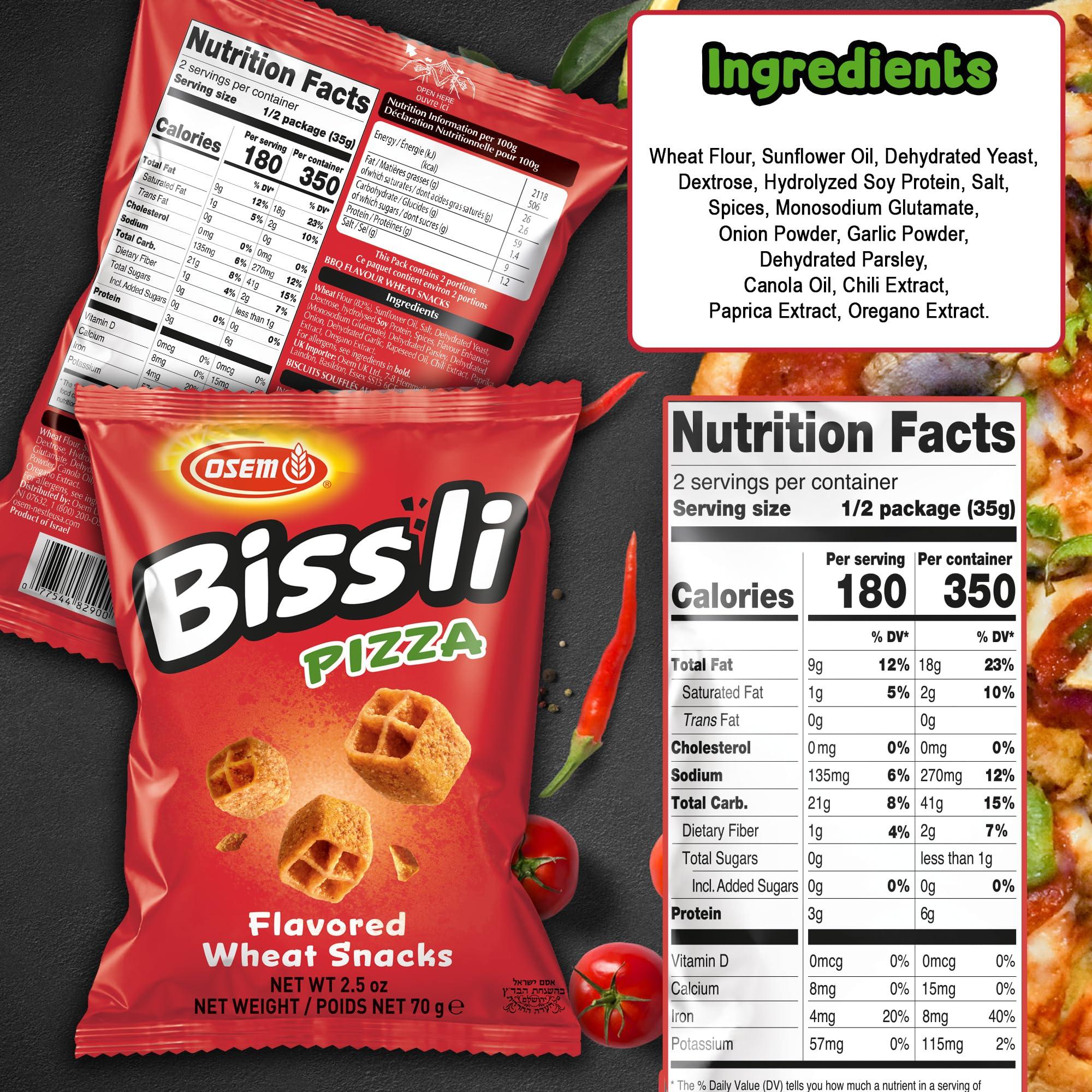 Osem Osem Bissli Pizza Flavored Wheat Snacks, 2.5oz Bags (Pack of 10) Bold Pizza Taste, Kosher, No Preservatives, Perfect for Lunches, Travel, and Anytime Snacking