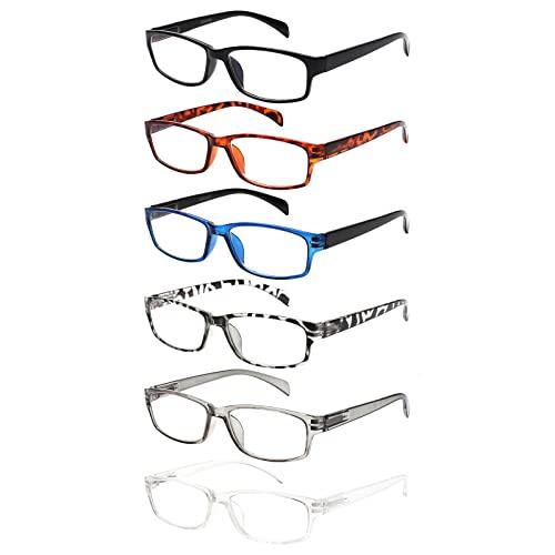 JOSCHOO JOSCHOO Computer Reading Glasses for Women and Men 6 Pack Blue Light Blocking Spring Hinge Readers (Mix Color-4, 1.75, multiplier_x)