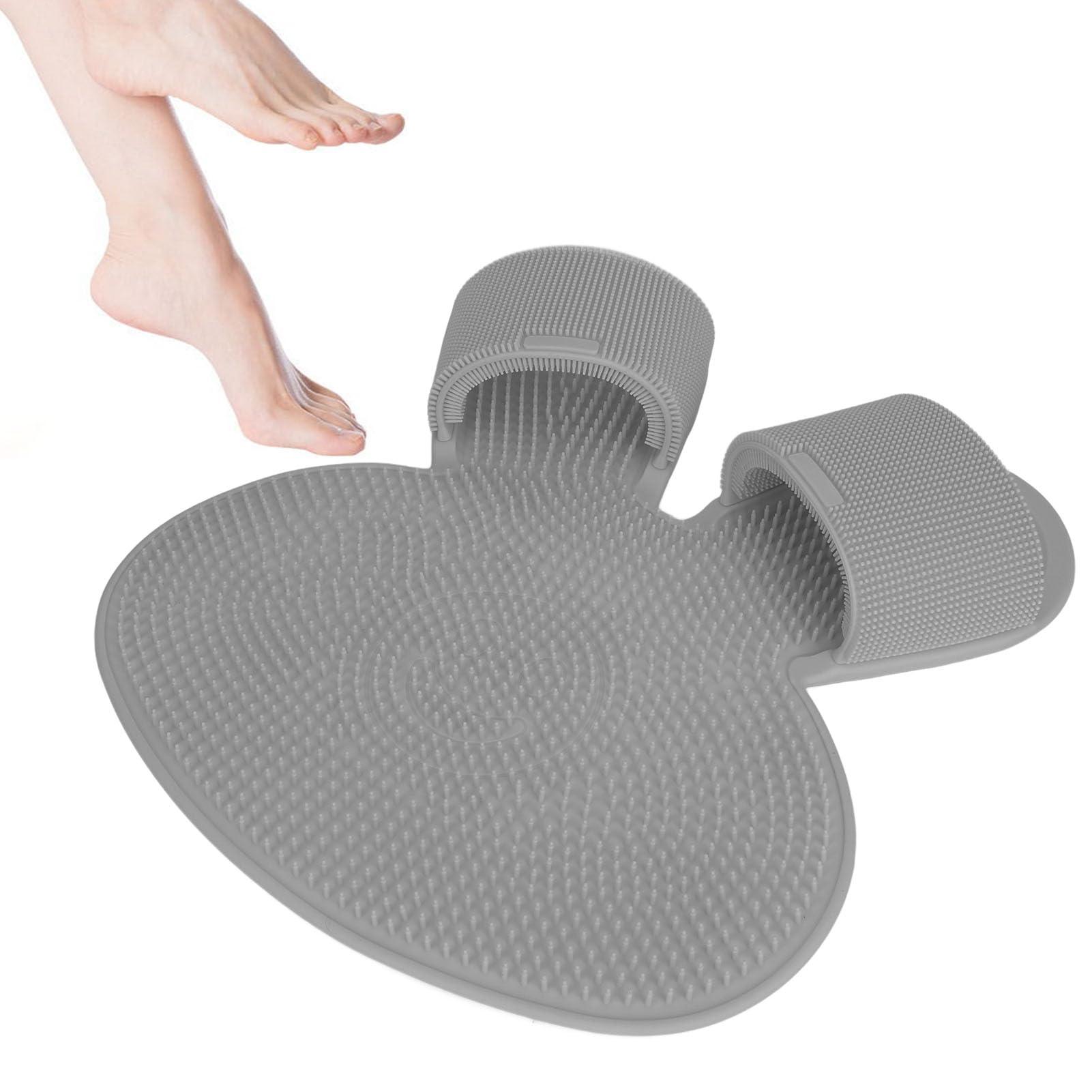 Dioche Soft Silicone Bath Mat for Foot Massage, Anti Slip Shower Mat with Strong Suction Cups, Foot Scrubber Massager (black)