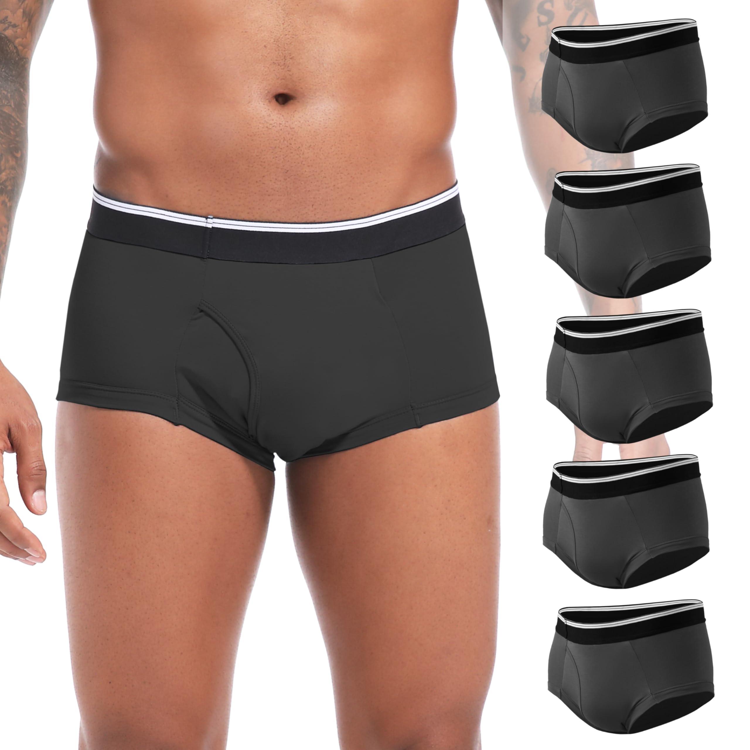 TIICHOO TIICHOO Washable Incontinence Underwear for Men Soft Male Protective Leak Proof Briefs with 50 ml Absorbency 5 Pack(XX-Large, 5 Black)