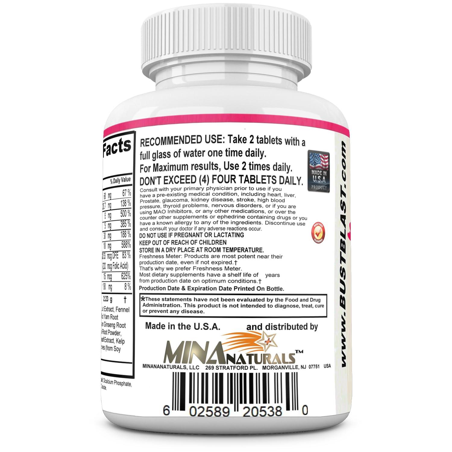 MINANATURALS MINANATURALS Bust Blast Loaded Increase Breast Size Fast. Female Breast Enhancement - Bigger Boobs and Butt Pills. 60 Tablets