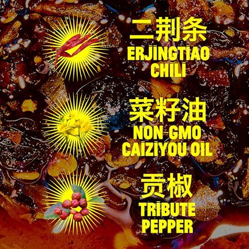 FLYBYJING FLYBYJING Sichuan Chili Crisp - Premium Spicy Savory All-Natural Vegan Chili Oil - Crunchy Hot Sauce, Good on Everything, Sugar Free - 6oz (Pack of 1)