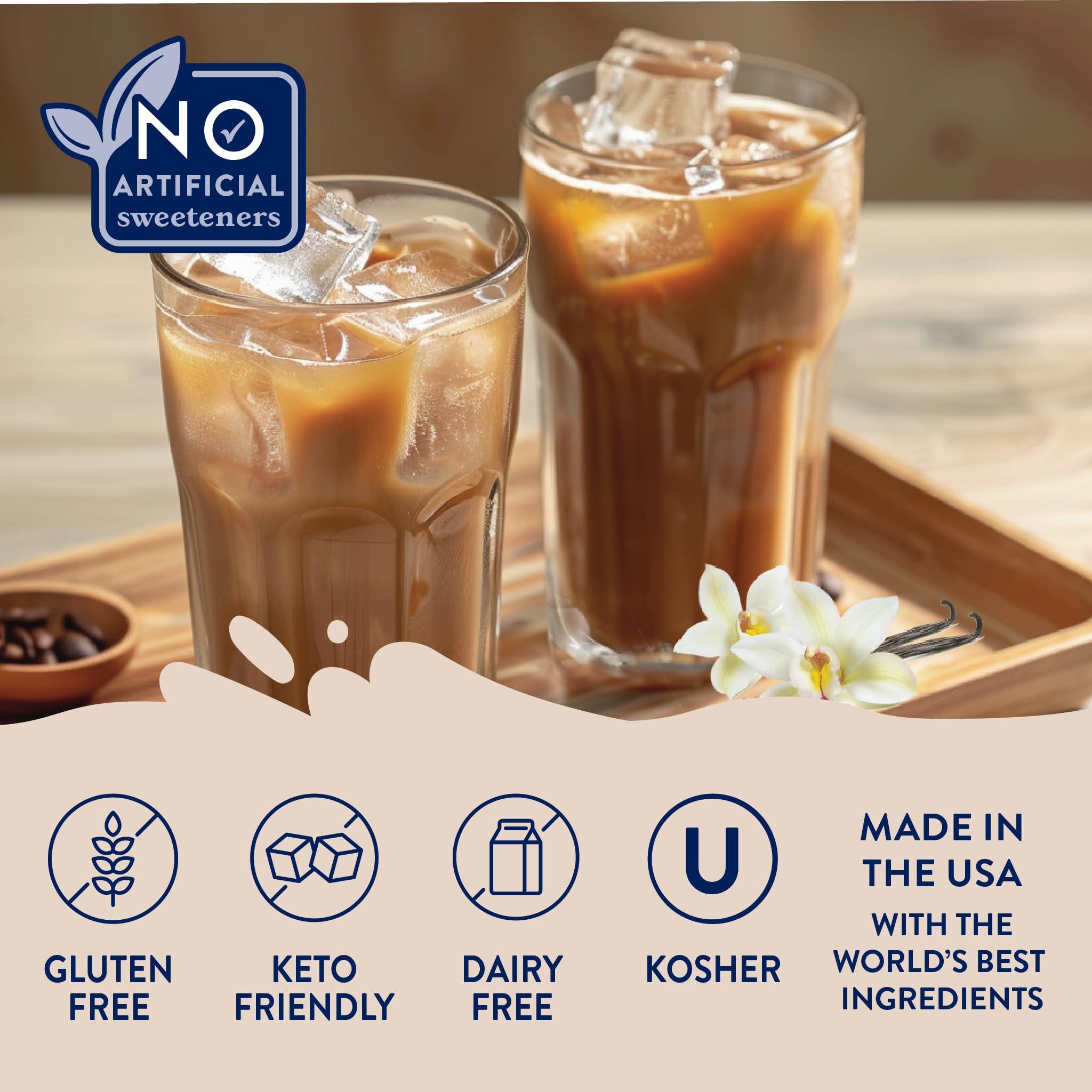 Jordan\'s Skinny Mixes Jordan\'s Skinny Syrups Sugar Free Syrup, Vanilla Bean Syrup, 12.6 oz, Zero Sugar and Zero Calorie Flavoring for Coffee, Protein Shake, Cocktail or Mocktail Drinks and More, Naturally Sweetened Line