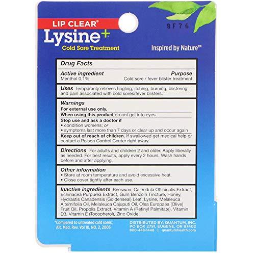 Quantum Research Lip Clear Lysine+ Cold Sore Treatment 0.25 oz ( Pack of 12)