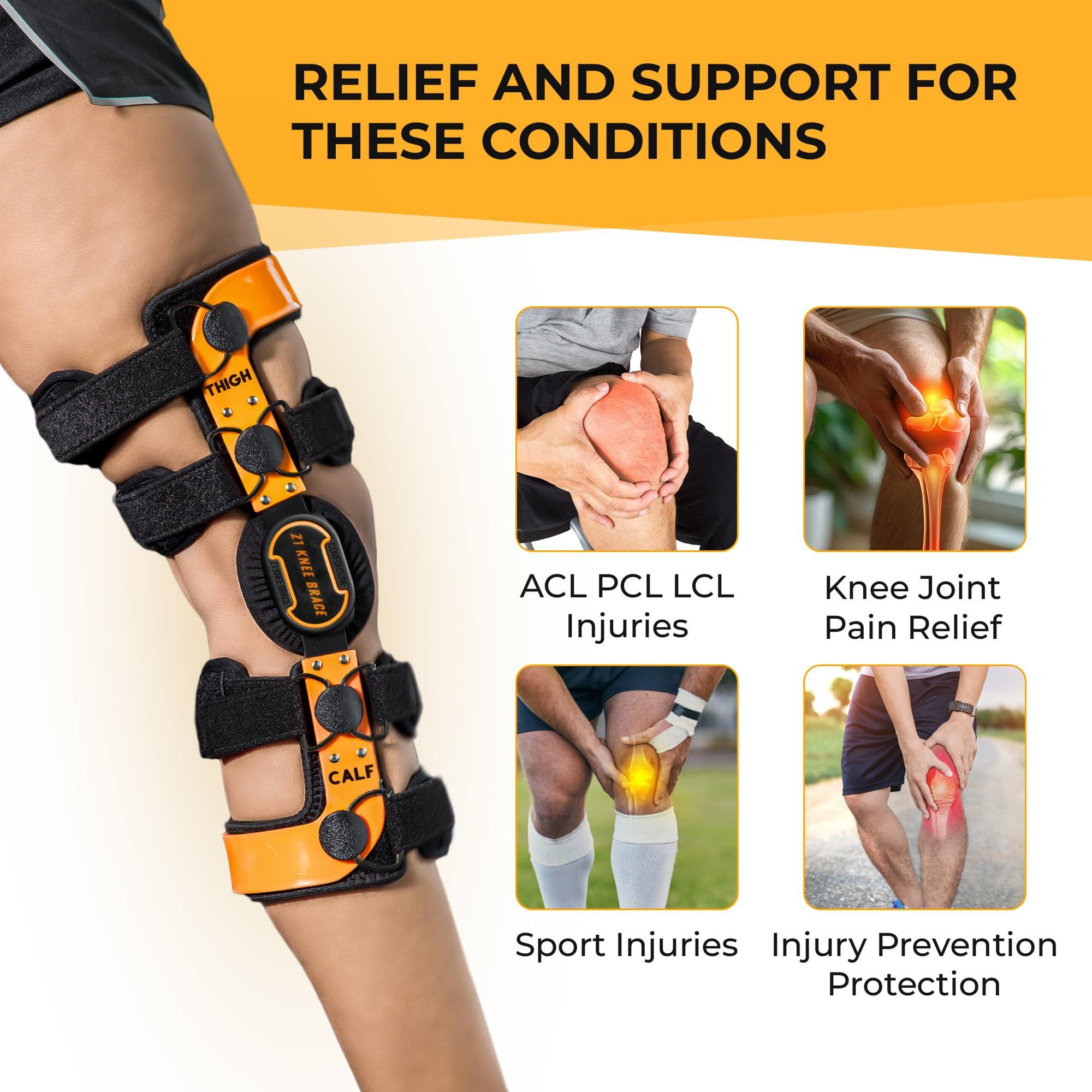 Z ONE Z1 K2 Comfortline Hinged Knee Brace for Men & Women Knee Support for ACL, MCL, LCL, PCL, Ligament and Sports Injuries, Arthritis Pain, Meniscus Tear and Mild Osteoarthritis (S11)
