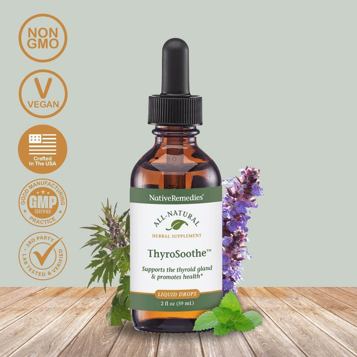 Native Remedies Native Remedies ThyroSoothe - All Natural Herbal Supplement Soothes The Thyroid Gland - Supports Systemic Balance in The Endocrine System and Thyroid Gland - 59 mL